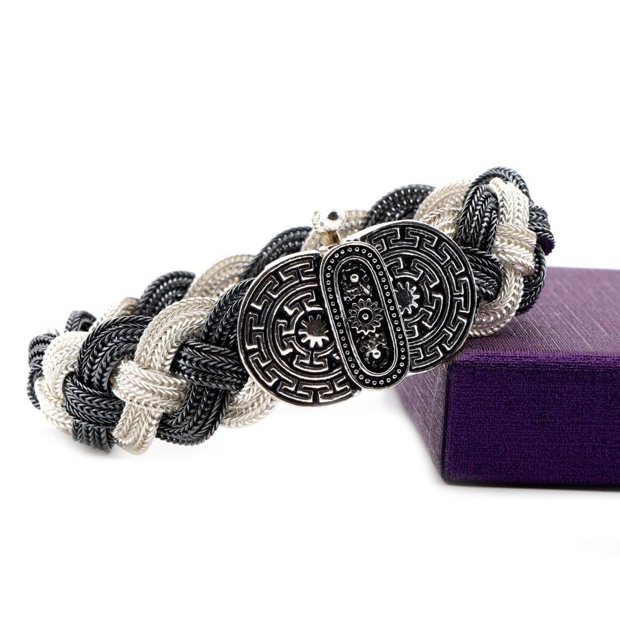 Ottoman Lock Braided 925 Sterling Silver Bracelet