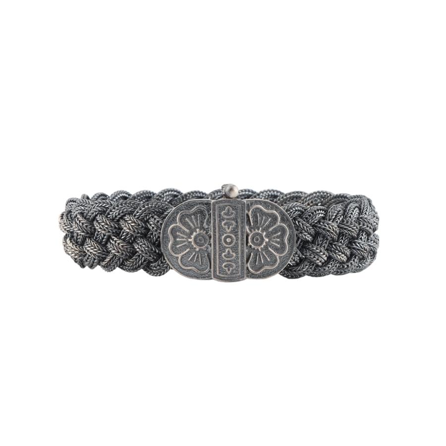 Anatolian Motif Straw Handicraft Design Silver Bracelet