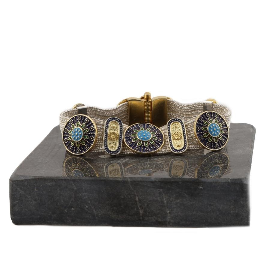 Enamel Processing Mardin Art Silver Bracelet