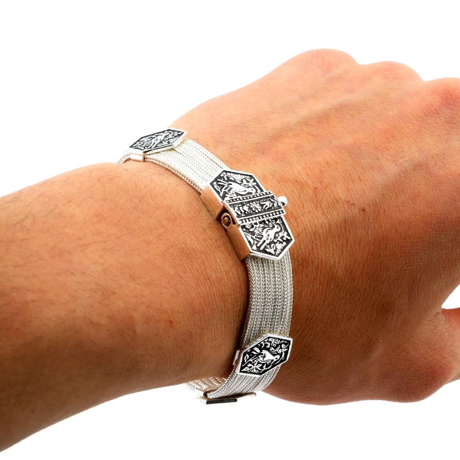 925 Sterling Silver Mardin Straw Bracelet With