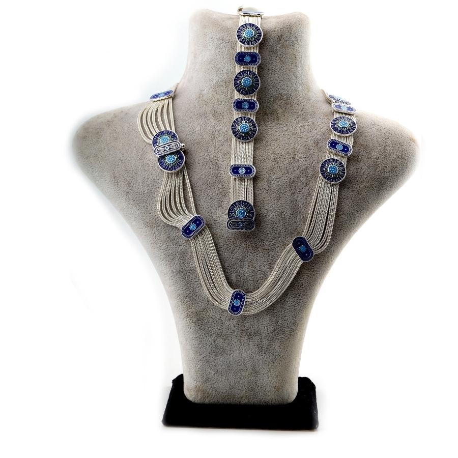 Mardin Wicker Set - Silver Necklace Bracelet Set