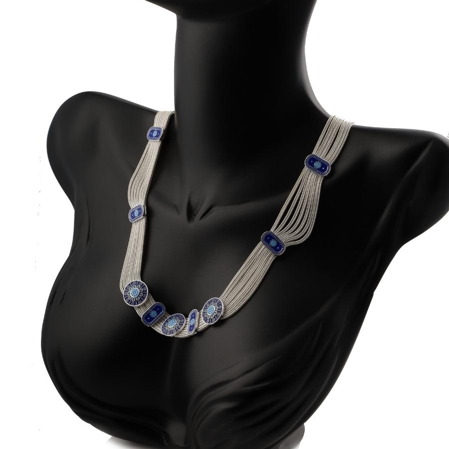 925 carat Mardin Wicker Enamel Silver Necklace