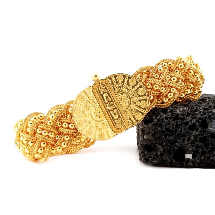 Mardin Mesh Dorica Toplu Gold Plated Women's Silver Bangle