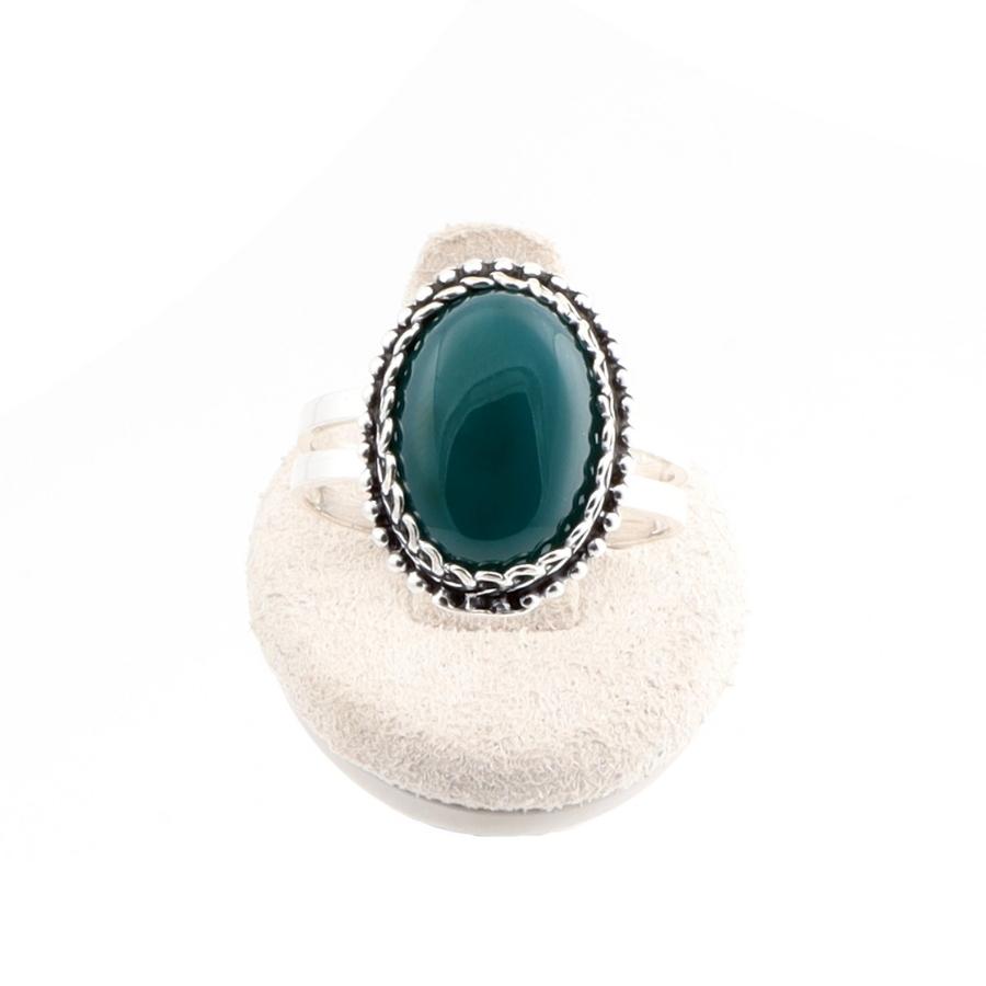 Emerald Stone Mardin Straw Sterling Silver Womens Ring