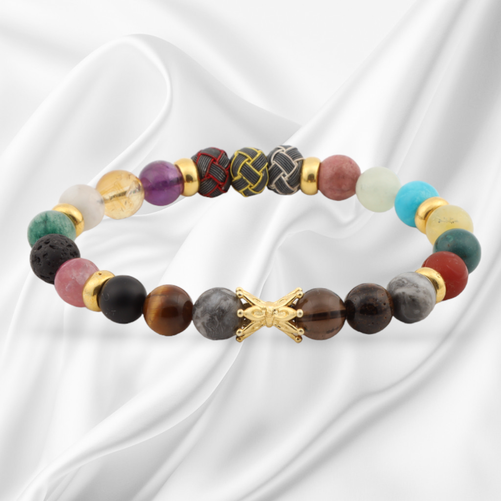 Mesir Natural Stone Silver Bracelet