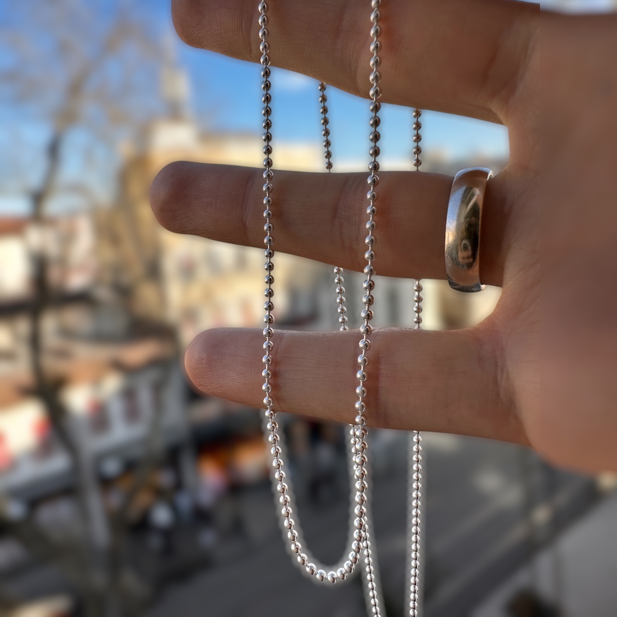 925 Sterling Silver Ball Chain Unisex Necklace