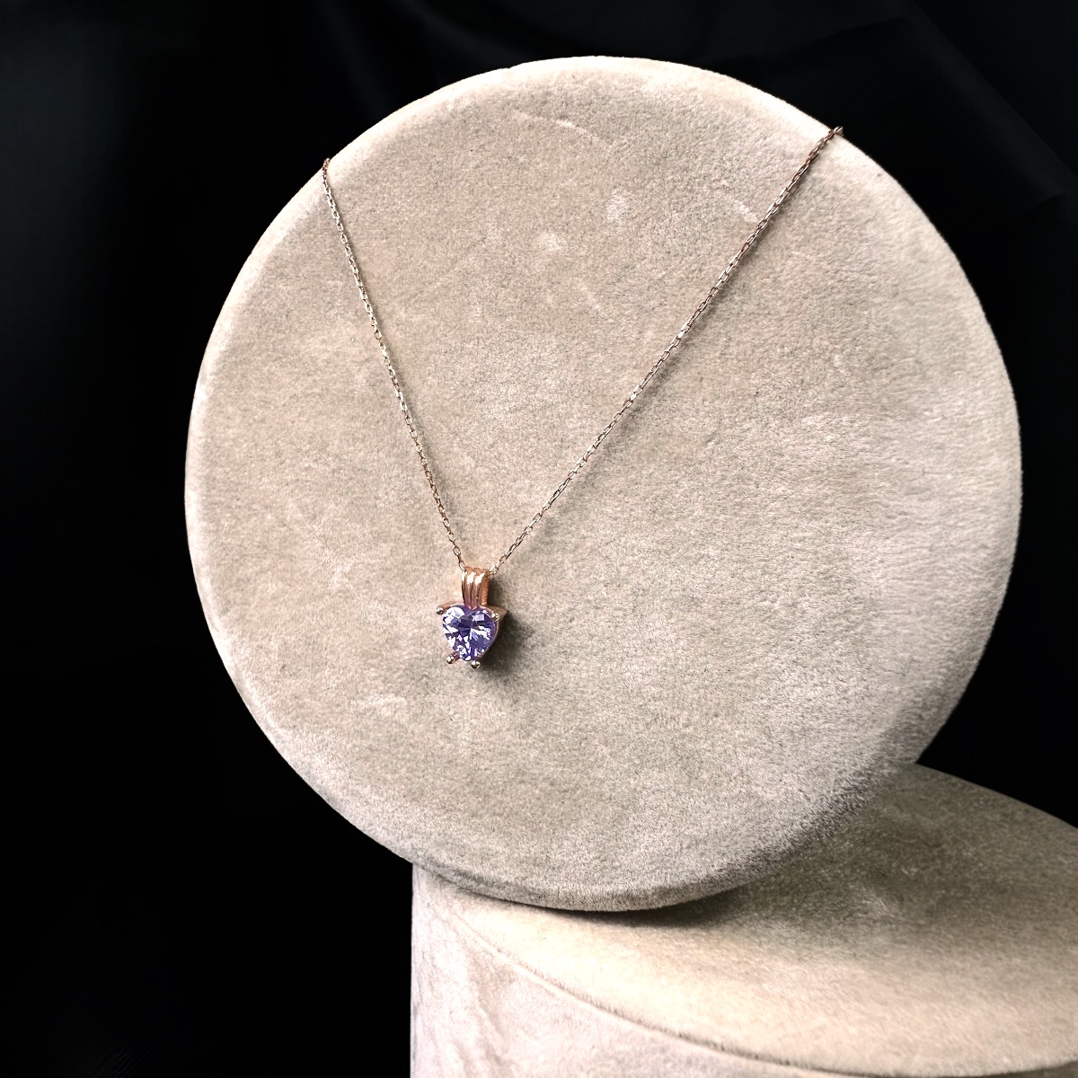 925 Sterling Silver Women’s Purple Heart Necklace