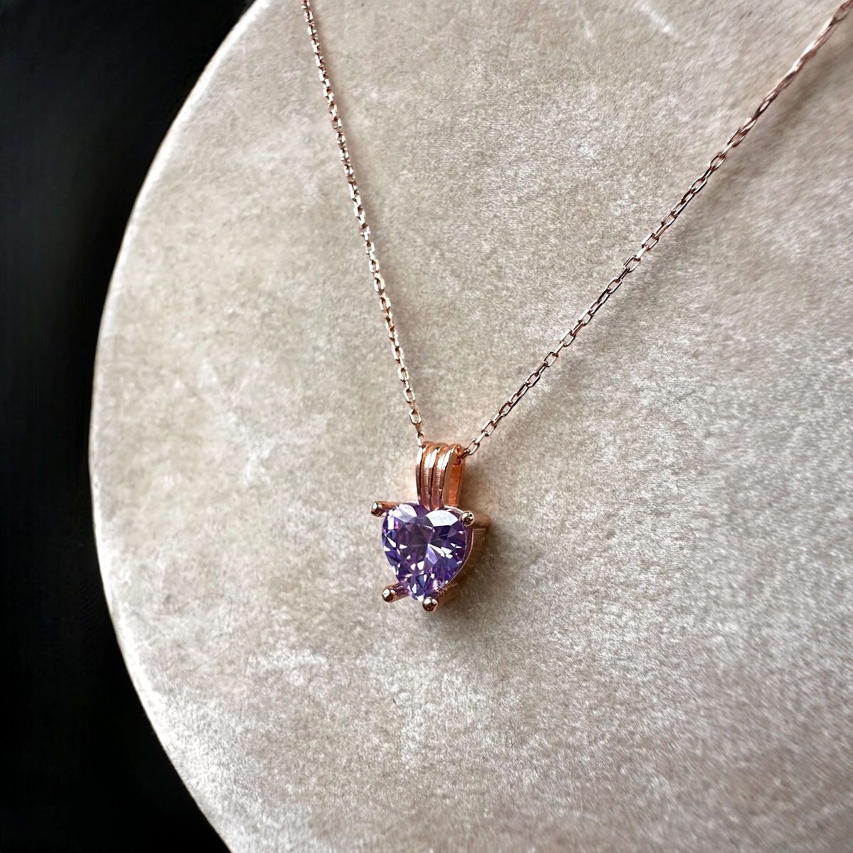 925 Sterling Silver Women’s Purple Heart Necklace