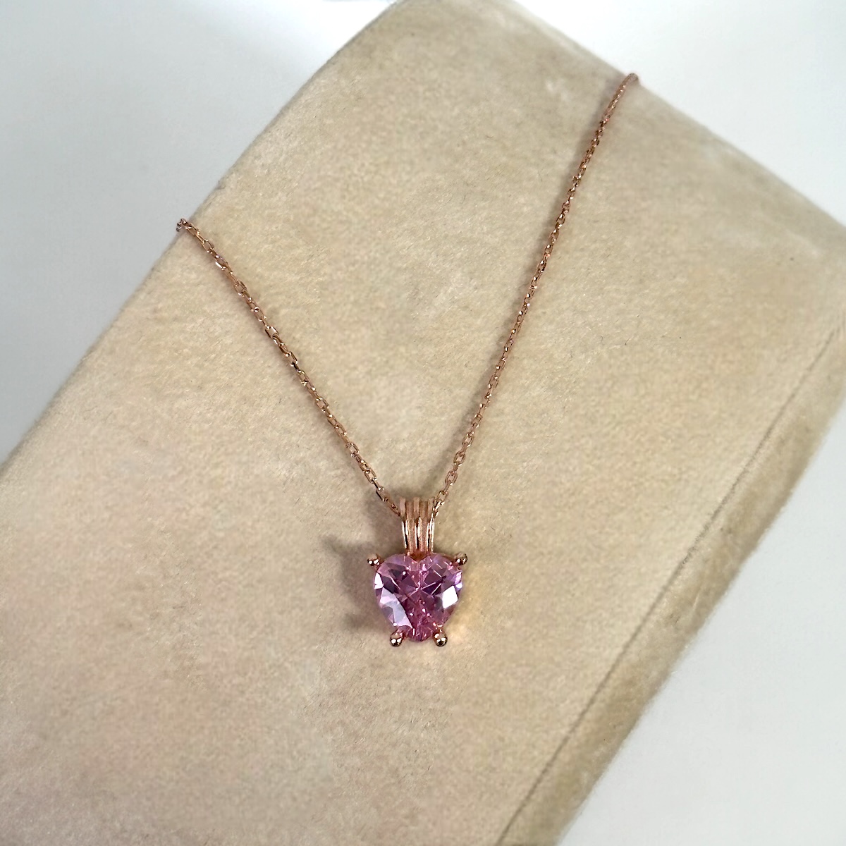 925 Sterling Women’s Pink Heart Silver Necklace