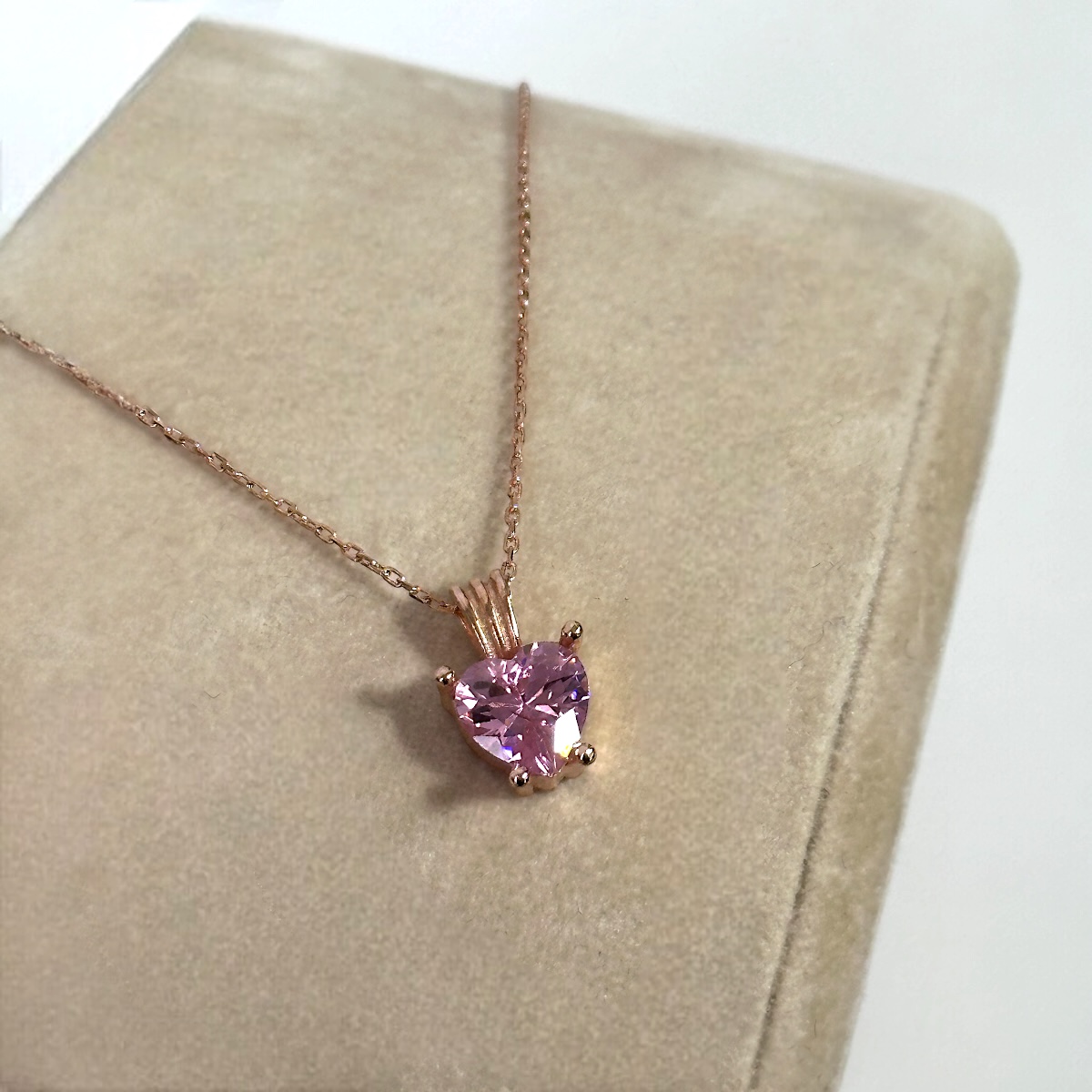 925 Sterling Women’s Pink Heart Silver Necklace