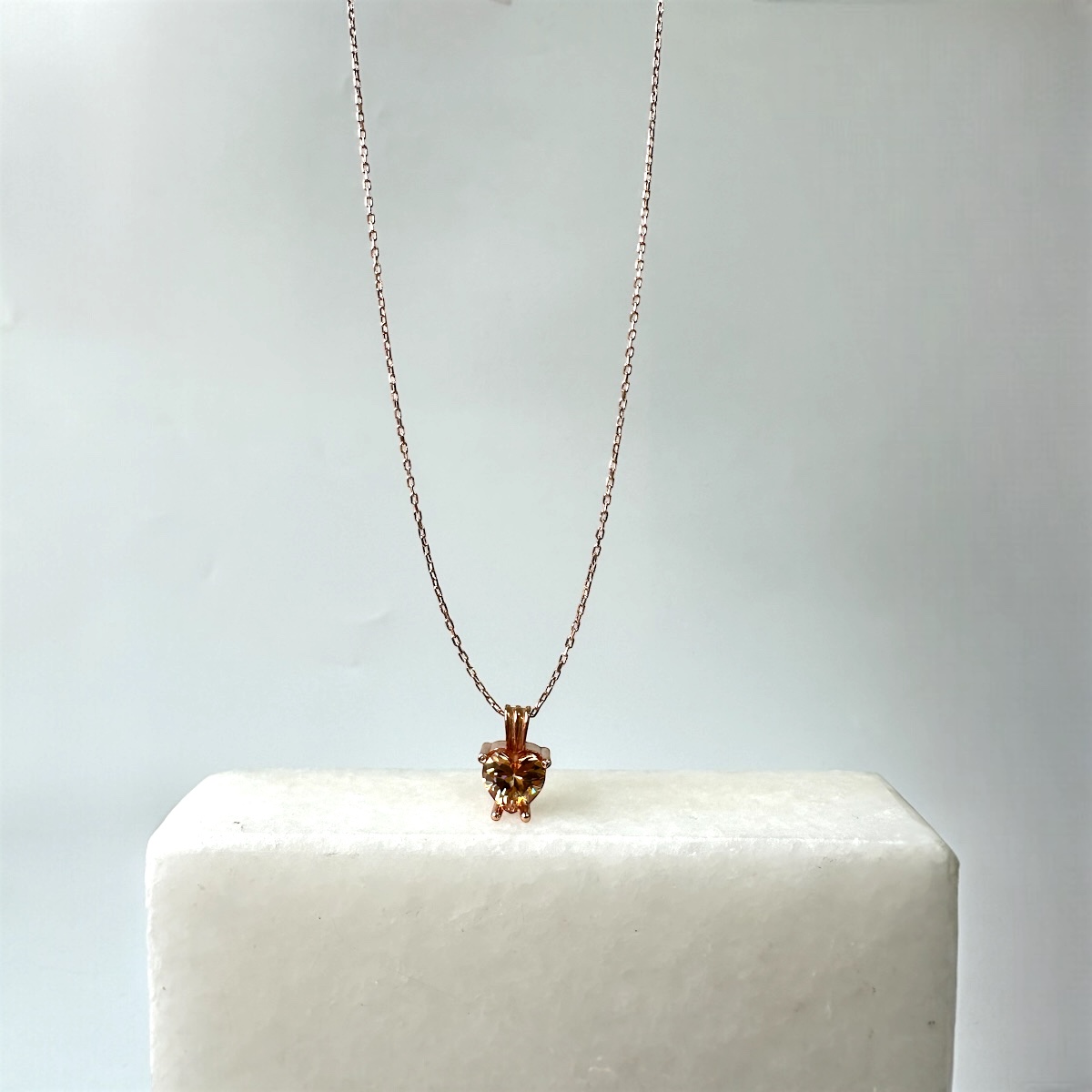 925 Sterling Silver Women’s Beige Heart Necklace