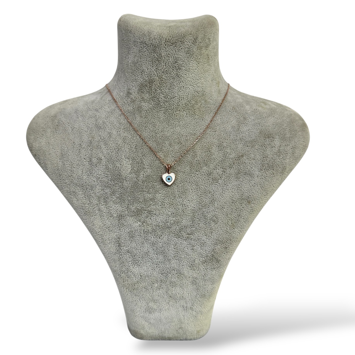925 Sterling Silver Evil Eye Beaded Heart Rose Necklace