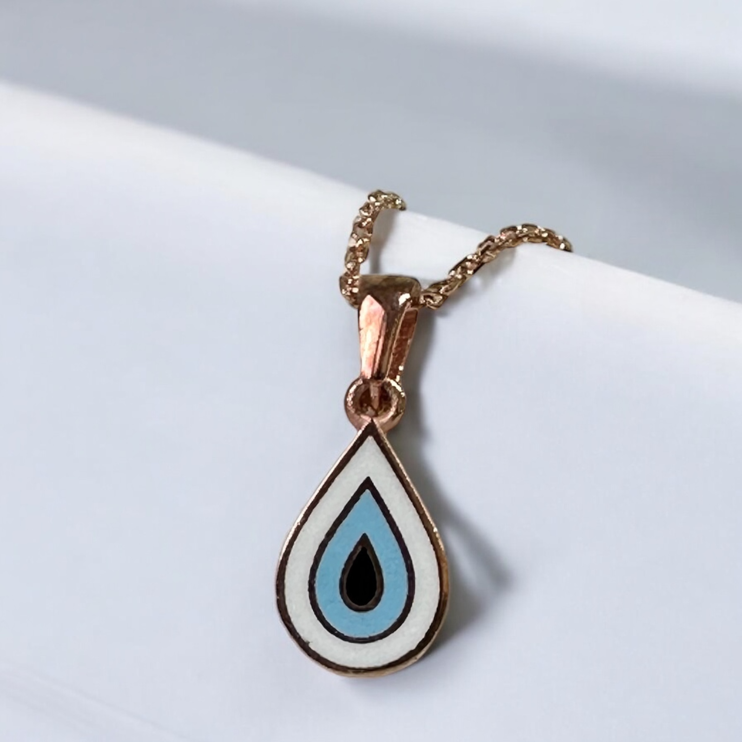 925 Sterling Silver Evil Eye Beaded Drop Rose Necklace