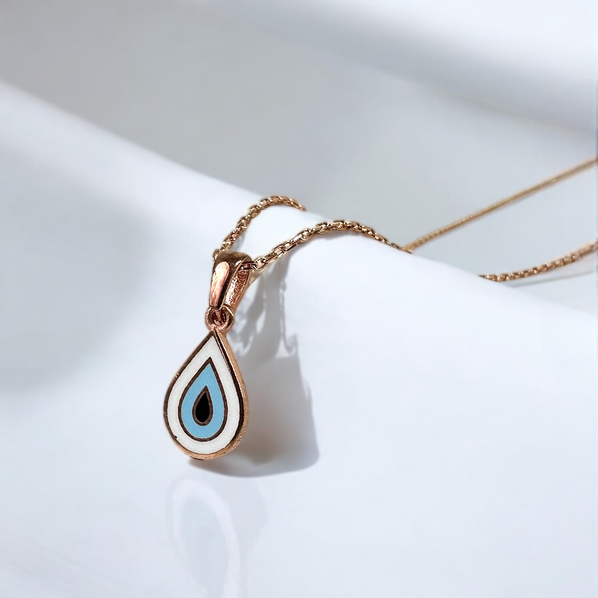 925 K Evil Eyelu Drop Rose Silver Necklace