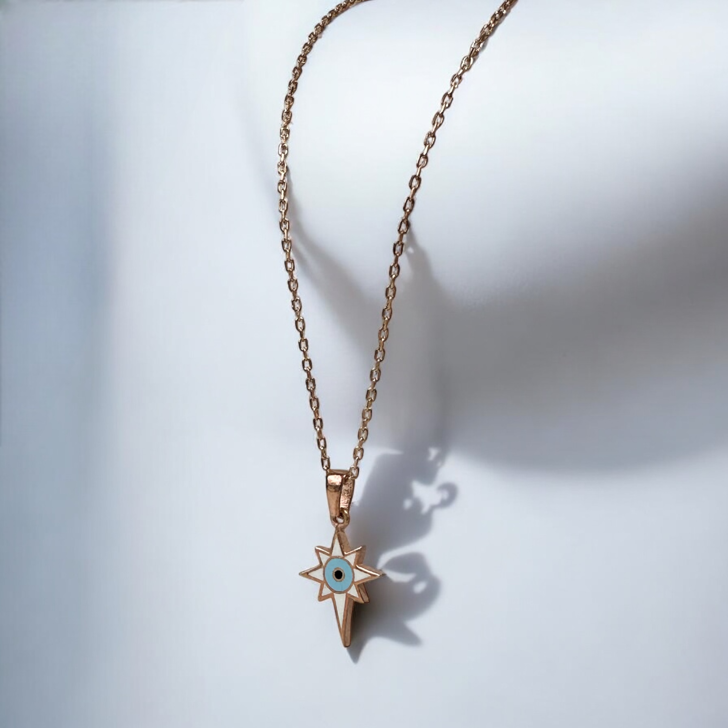 925 K Evil Eyelu Star Rose Silver Necklace