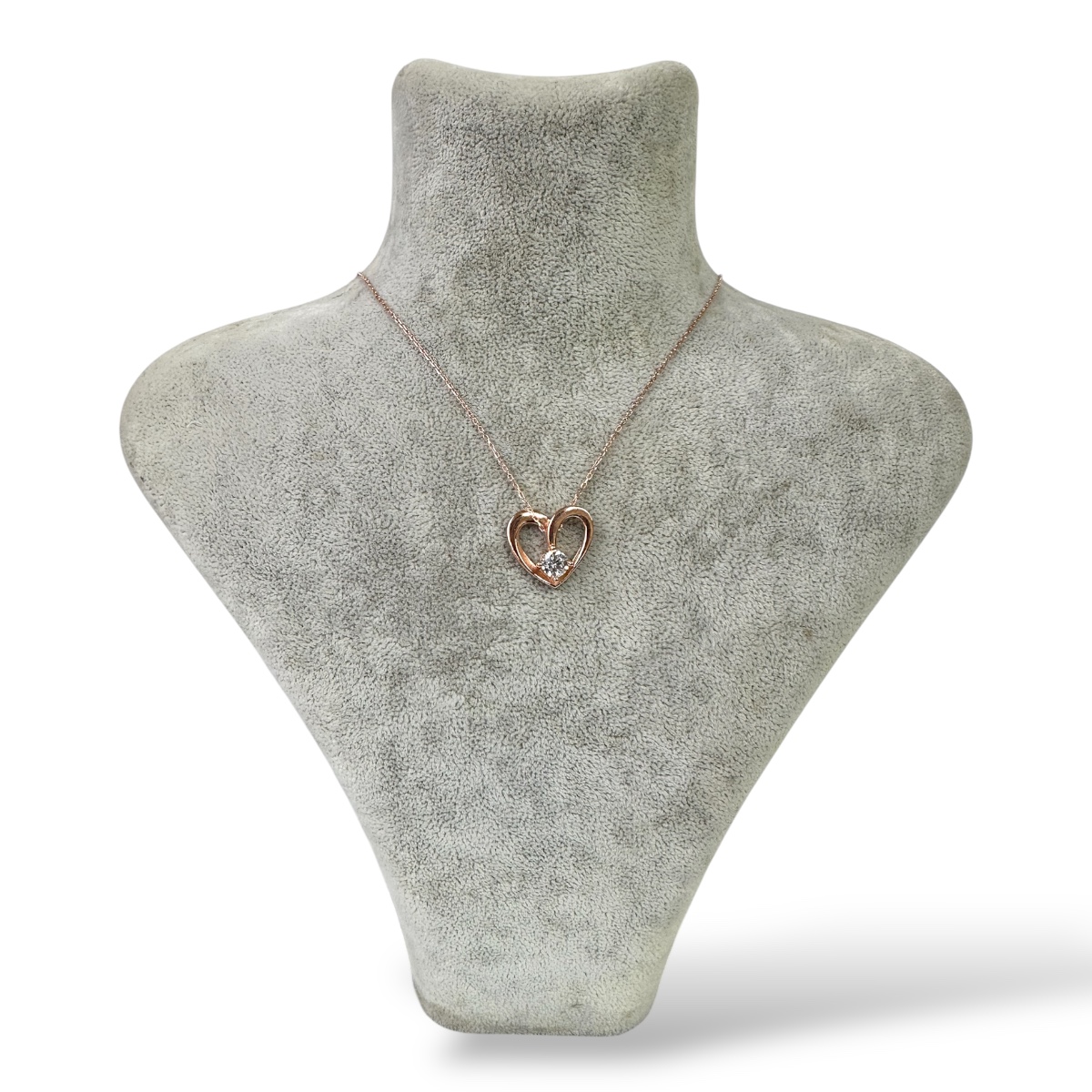 925 Sterling Silver Single Stone Heart Rose Necklace