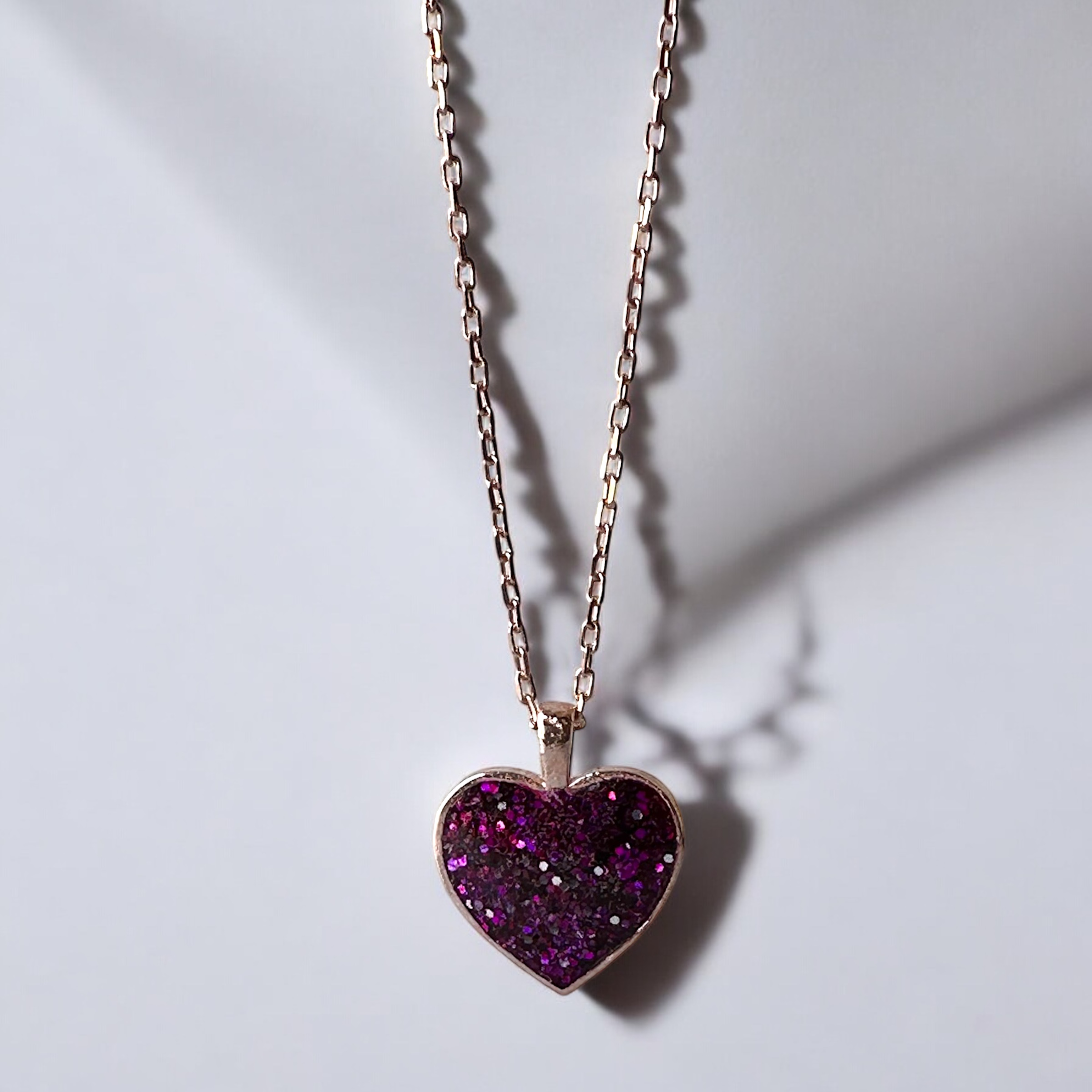 925 K Purple Simli Heart Silver Necklace