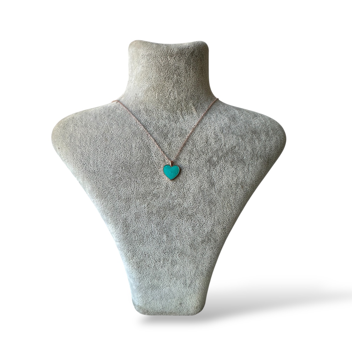 925 Sterling Silver Turquoise Sparkly Heart Necklace