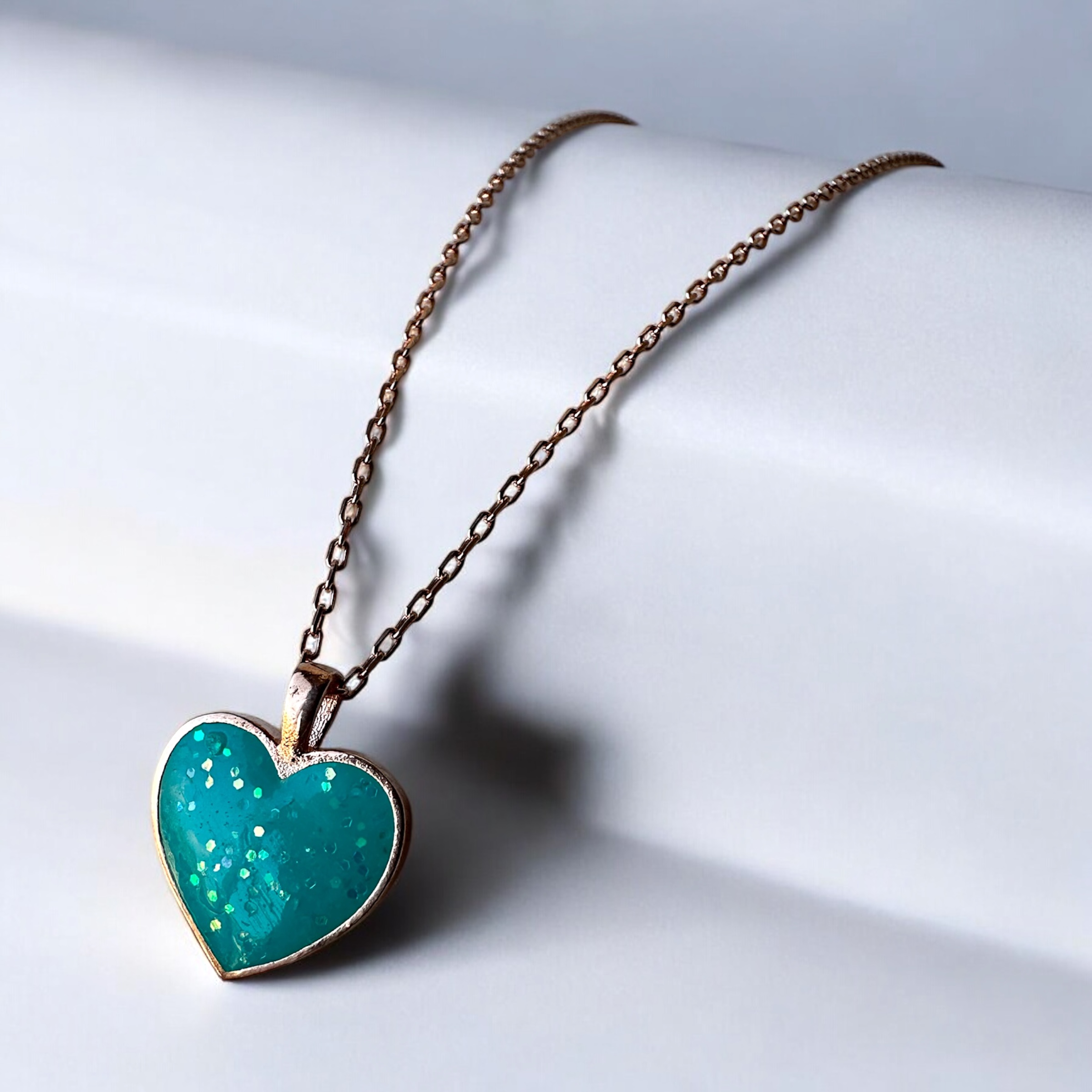 925 K Turquoise Simli Heart Silver Necklace