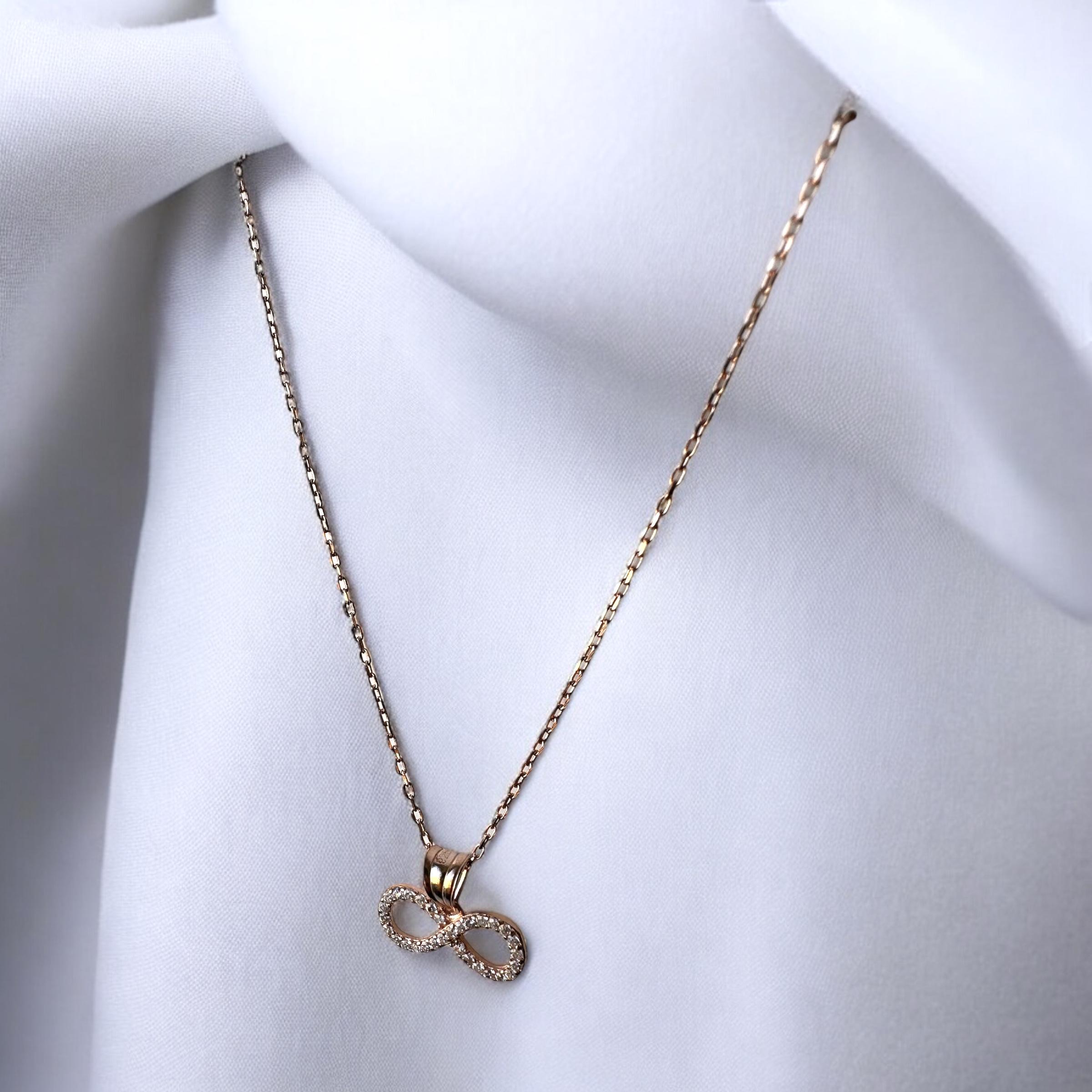 925 Sterling Zircon Stone Infinity Silver Necklace