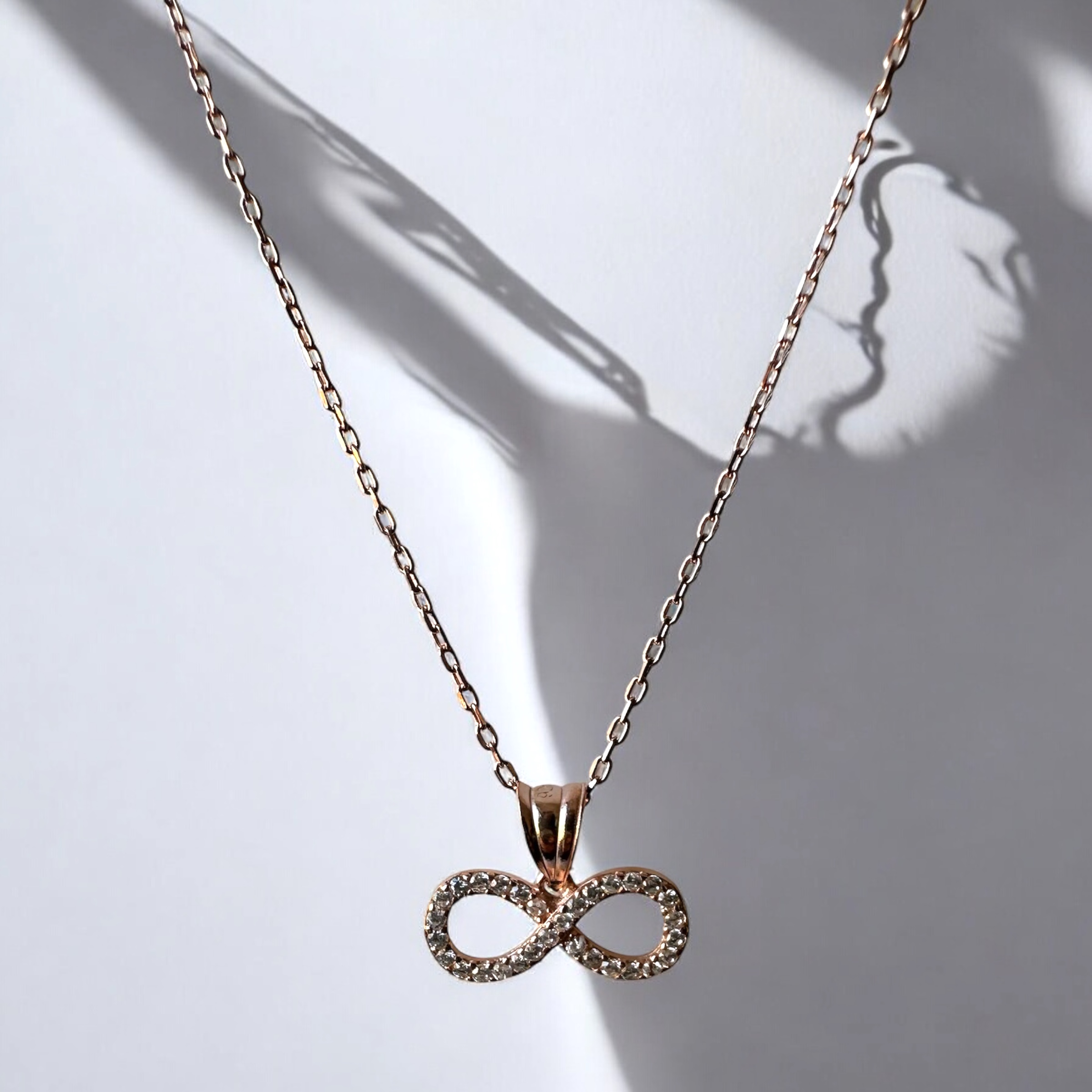 925 K Zircon Stone-set Infinity Silver Necklace
