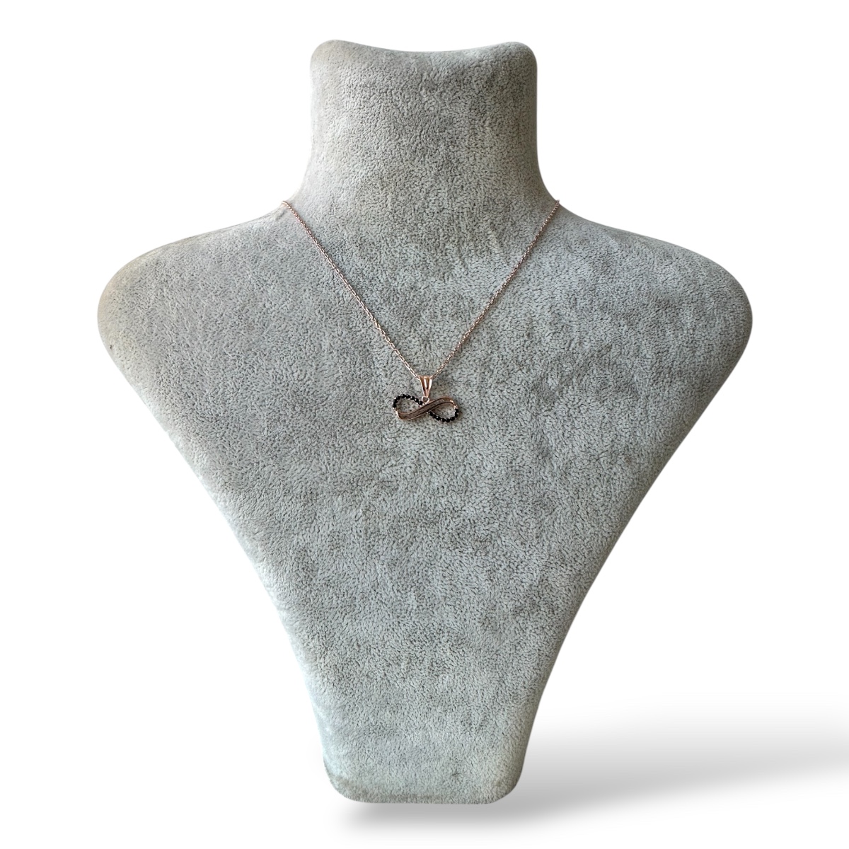 925 Sterling Black Zircon Stone Infinity Necklace