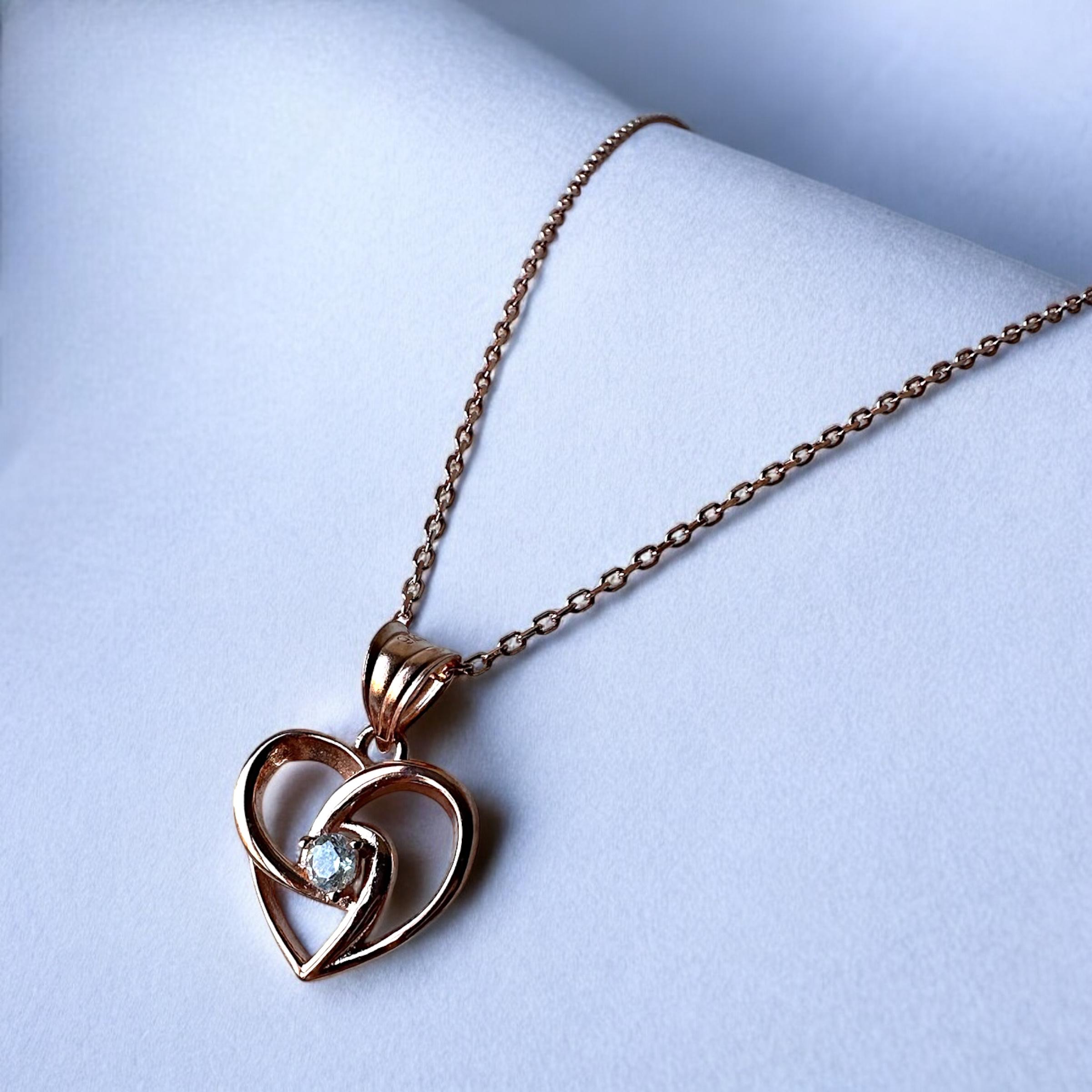 925 Sterling Zircon Solitaire Heart Necklace