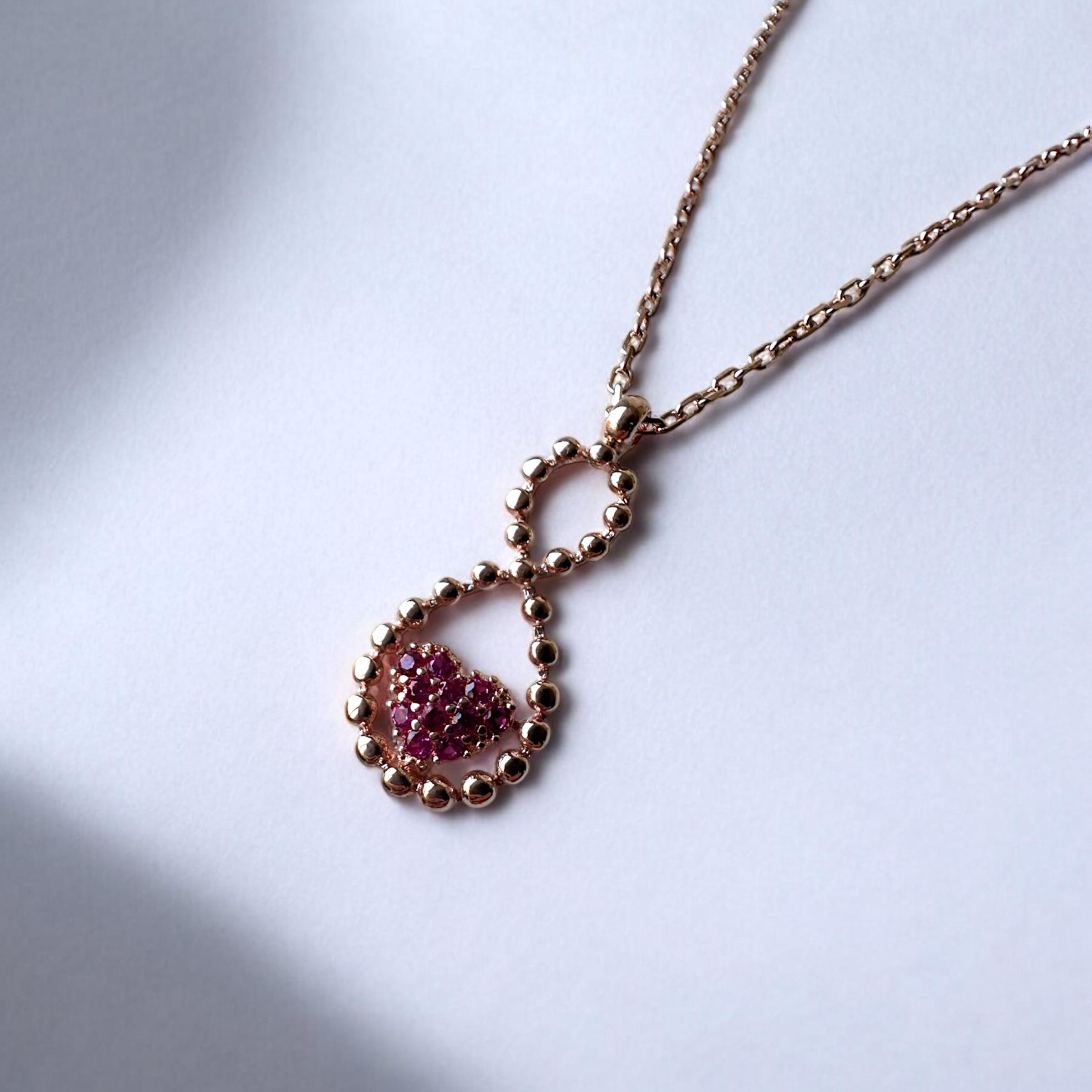 925 Sterling Pink Infinity Heart Necklace