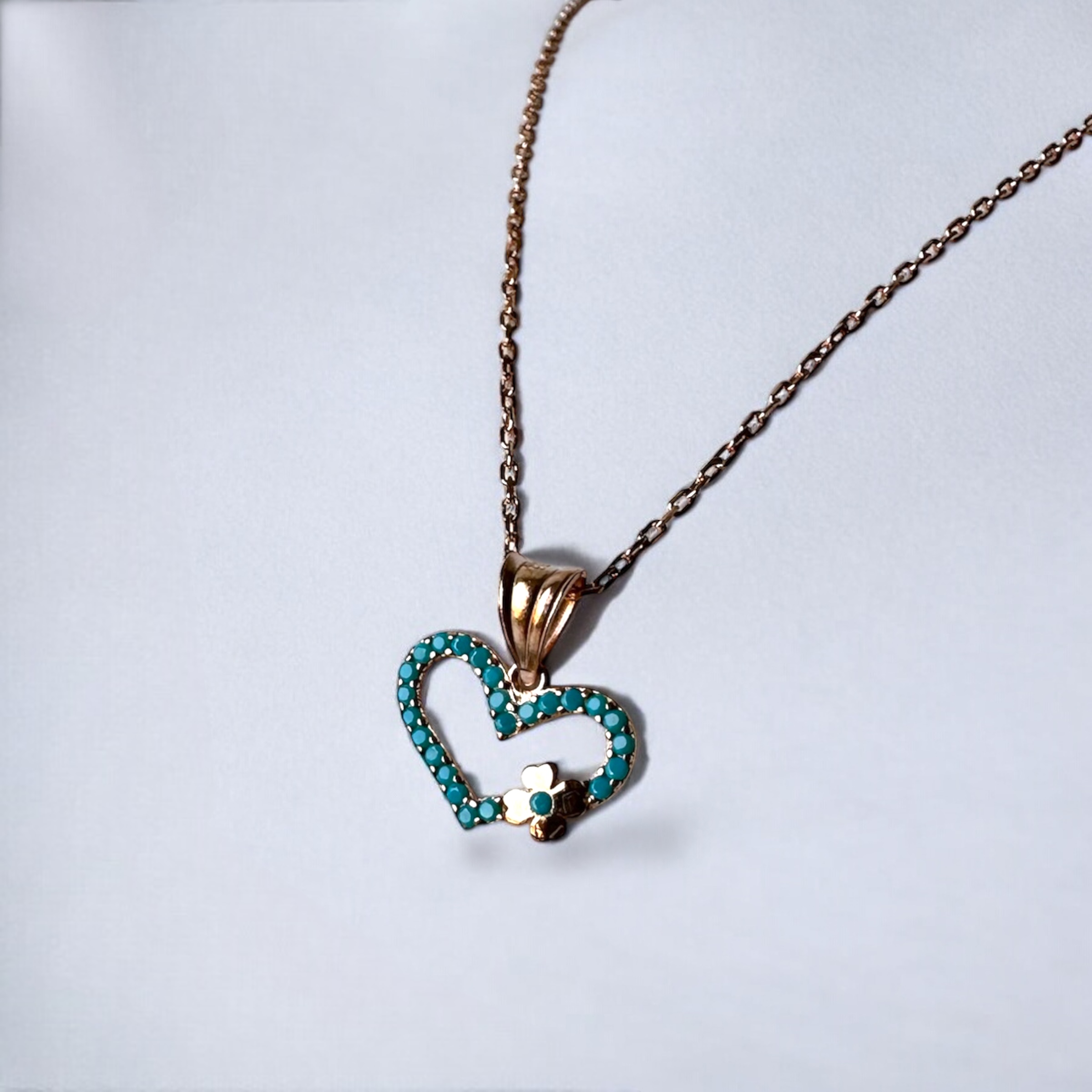 925 Sterling Stone Flower Detailed Necklace