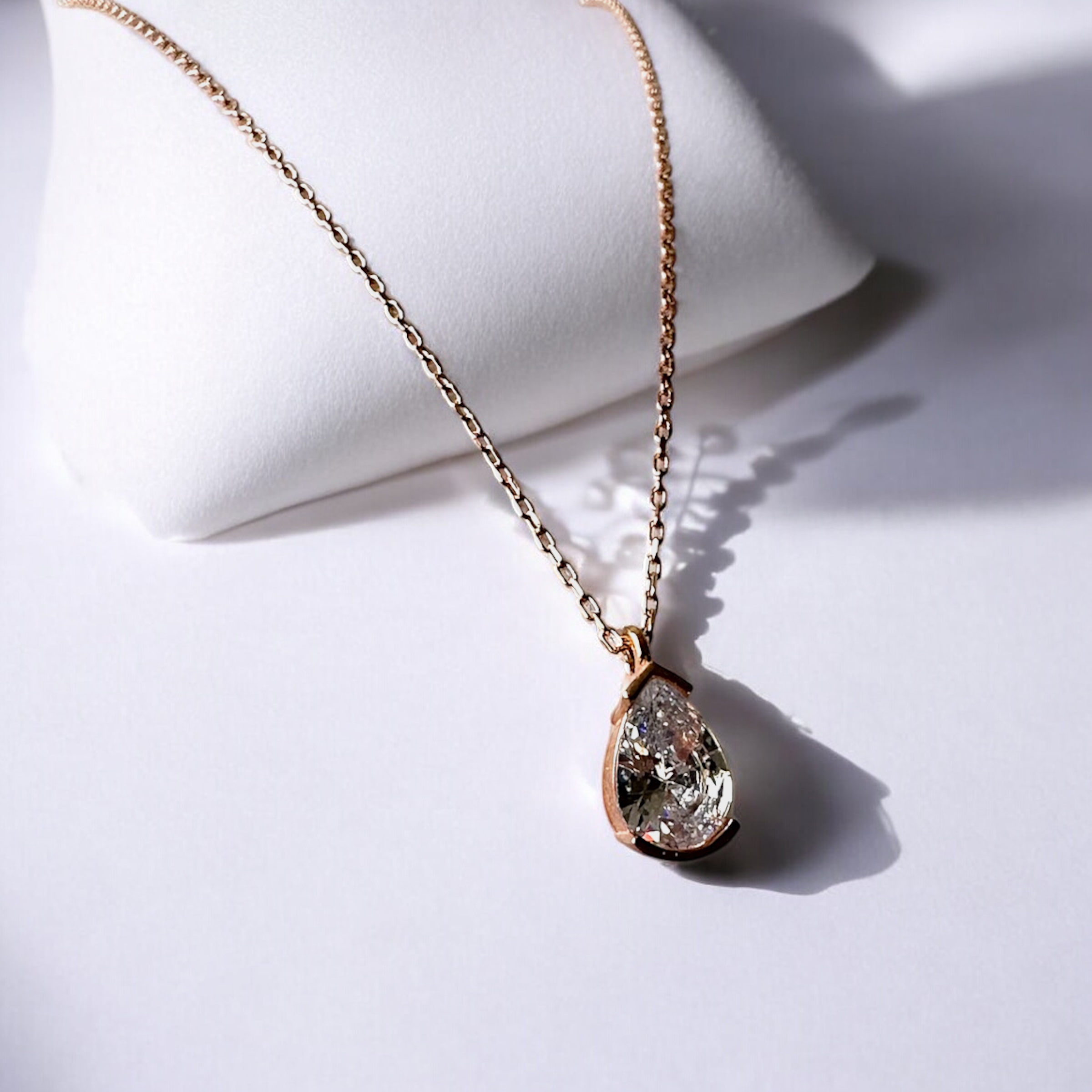 925 K Solitaire Drop Silver Necklace