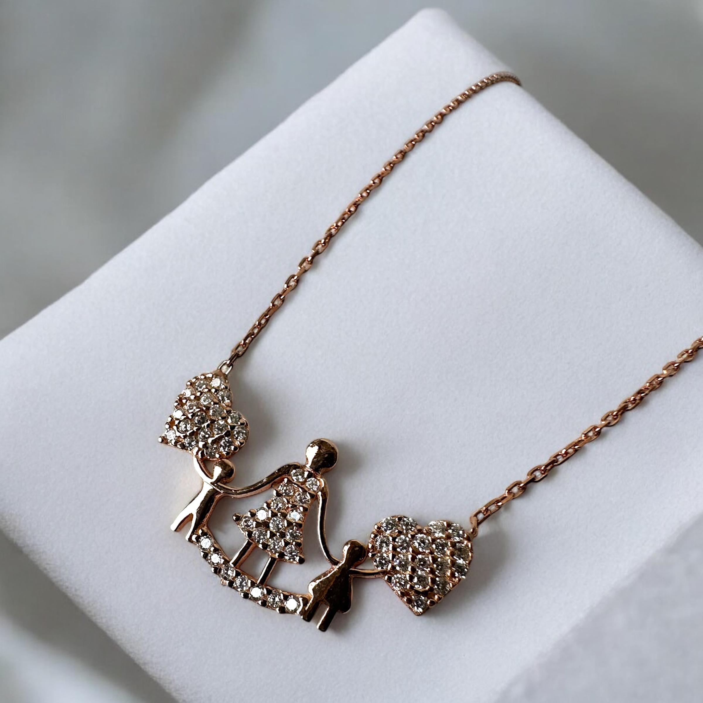925 K Zircon Stone-set Anne & Kids' Silver Necklace