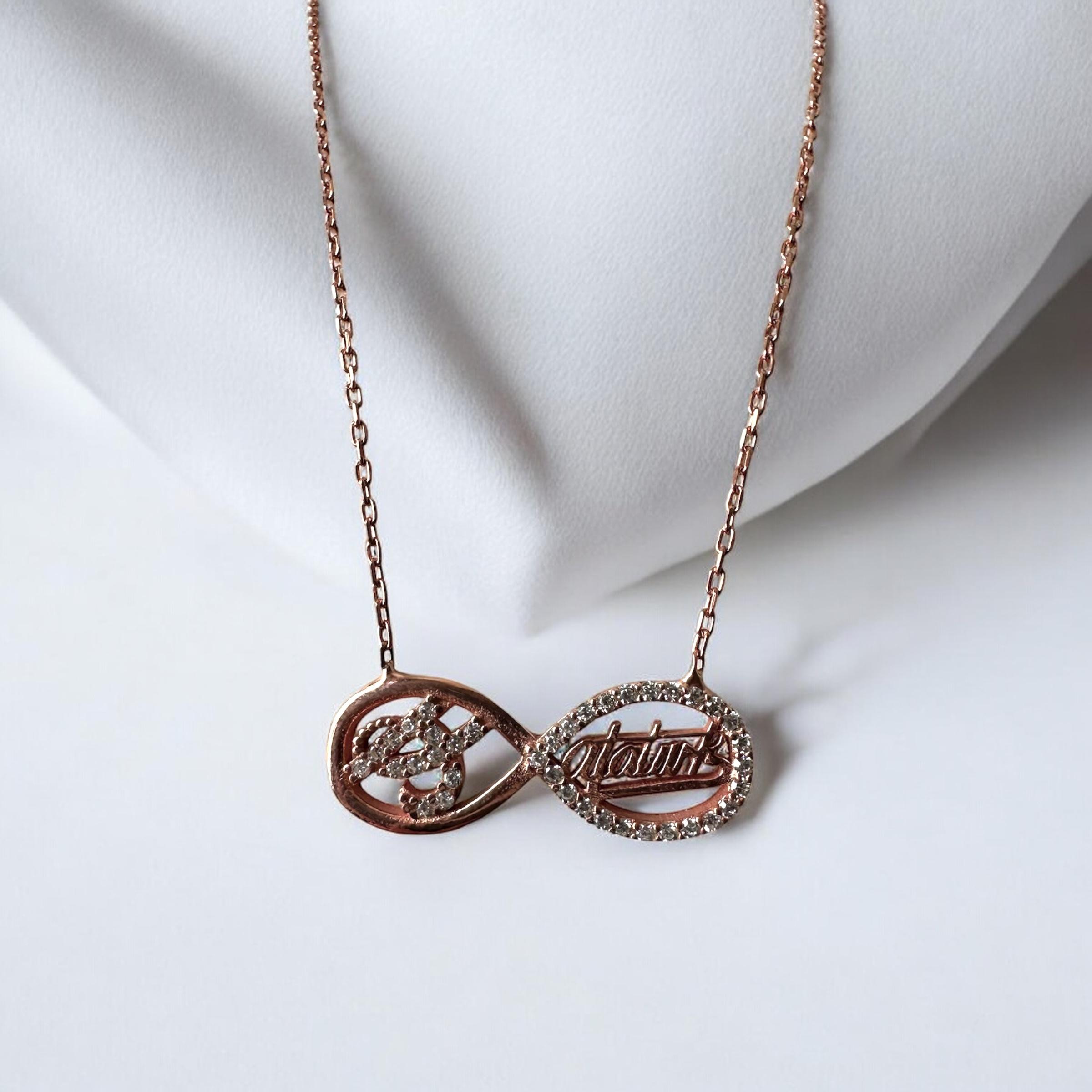 925 Sterling Ataturk Signed Infinity Necklace