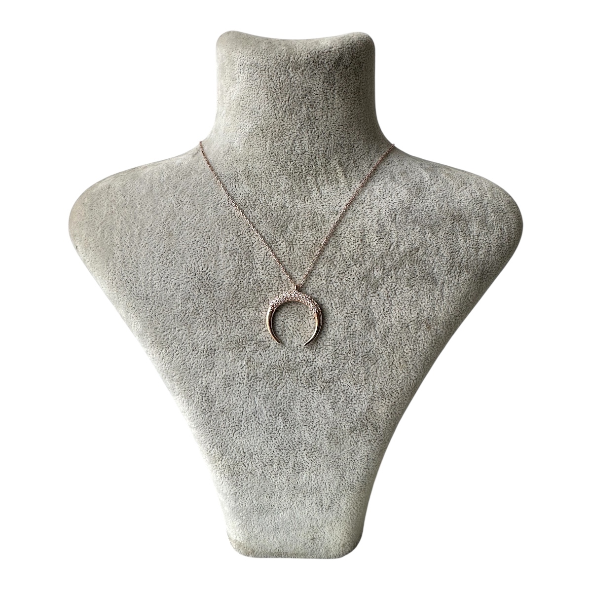 925 Sterling Silver Stone Inverted Crescent Necklace