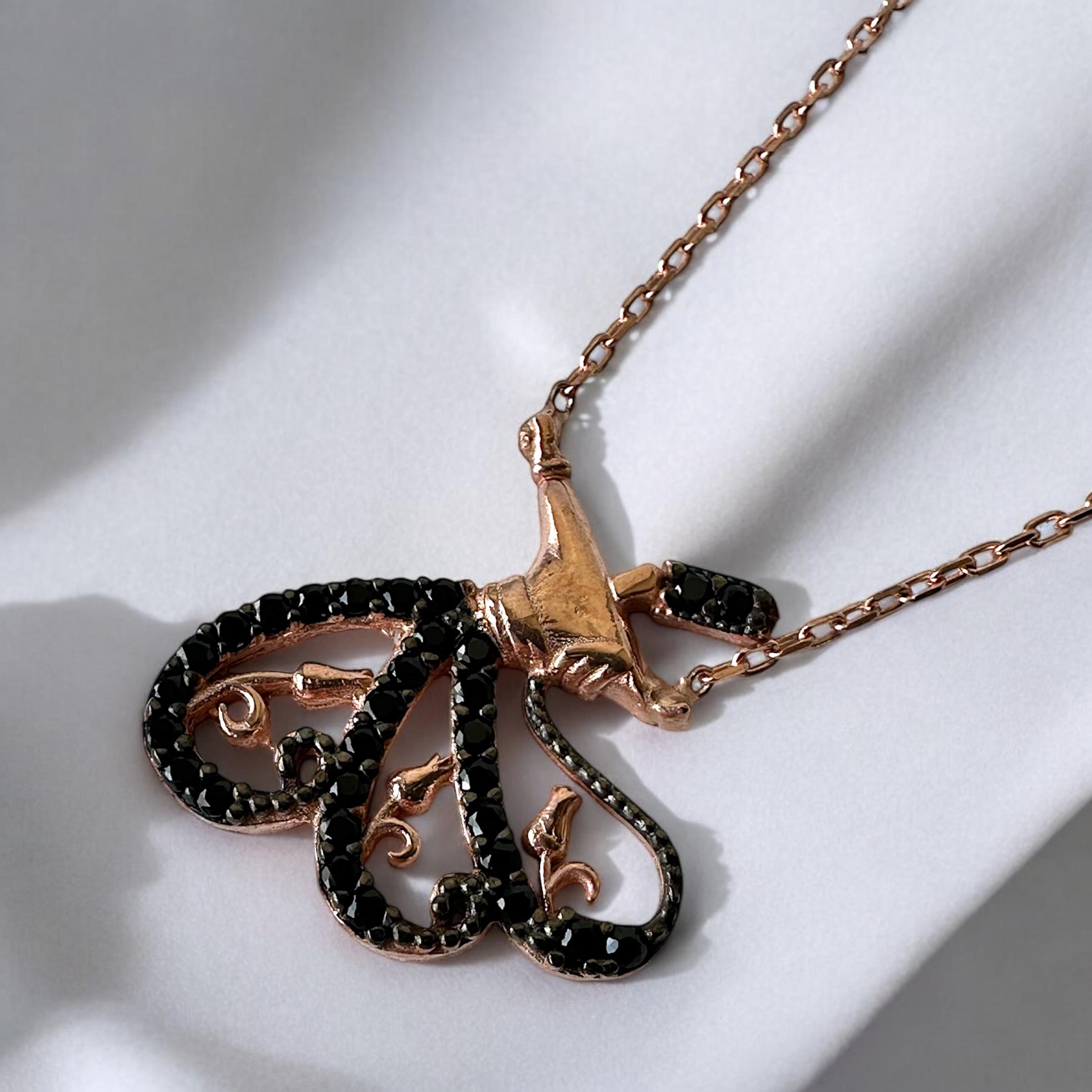 925 Black Stone Whirling Dervish Silver Necklace