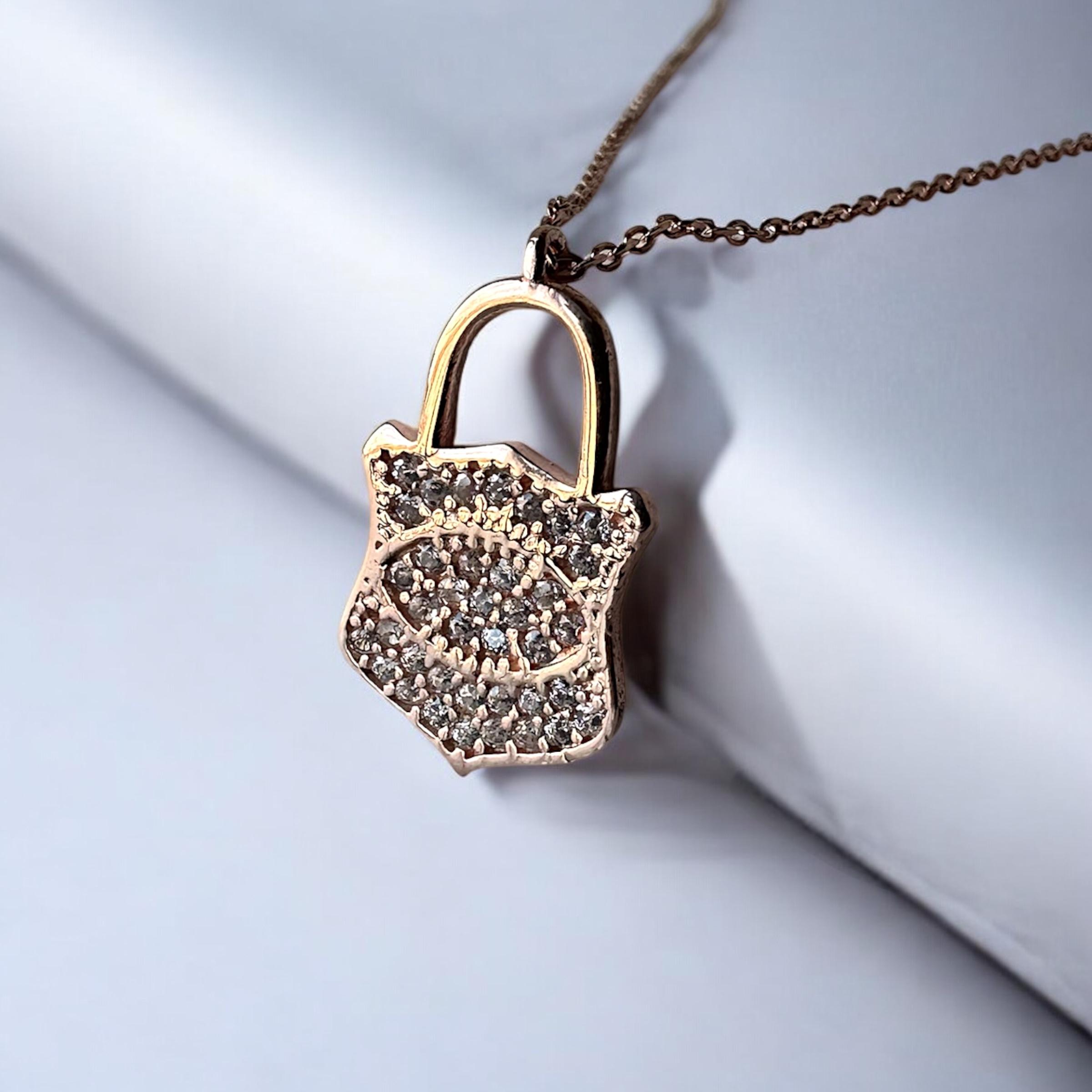 925 Sterling  Stone Lock Women’s Silver Necklace