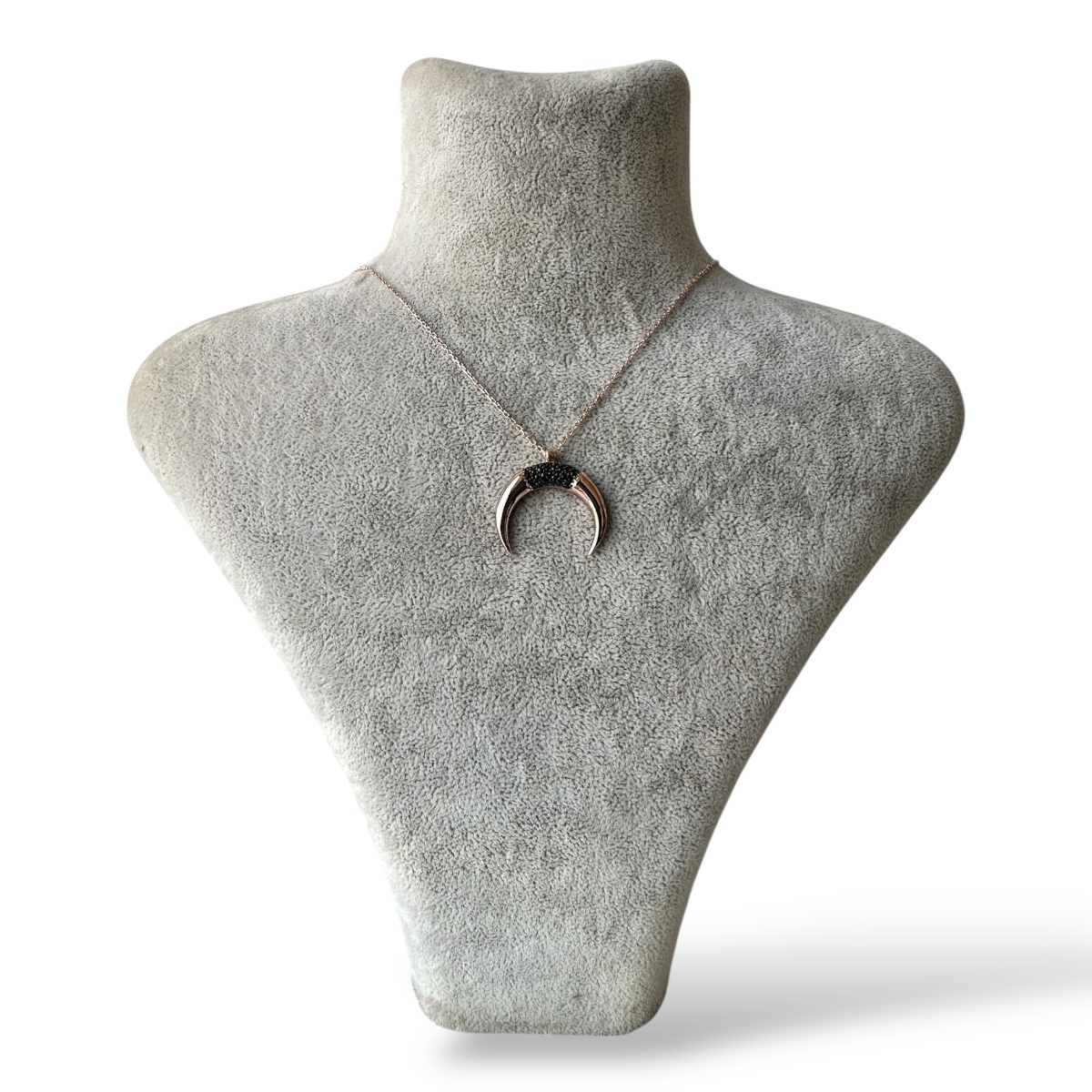 925 Sterling Silver Stone Inverted Crescent Necklace