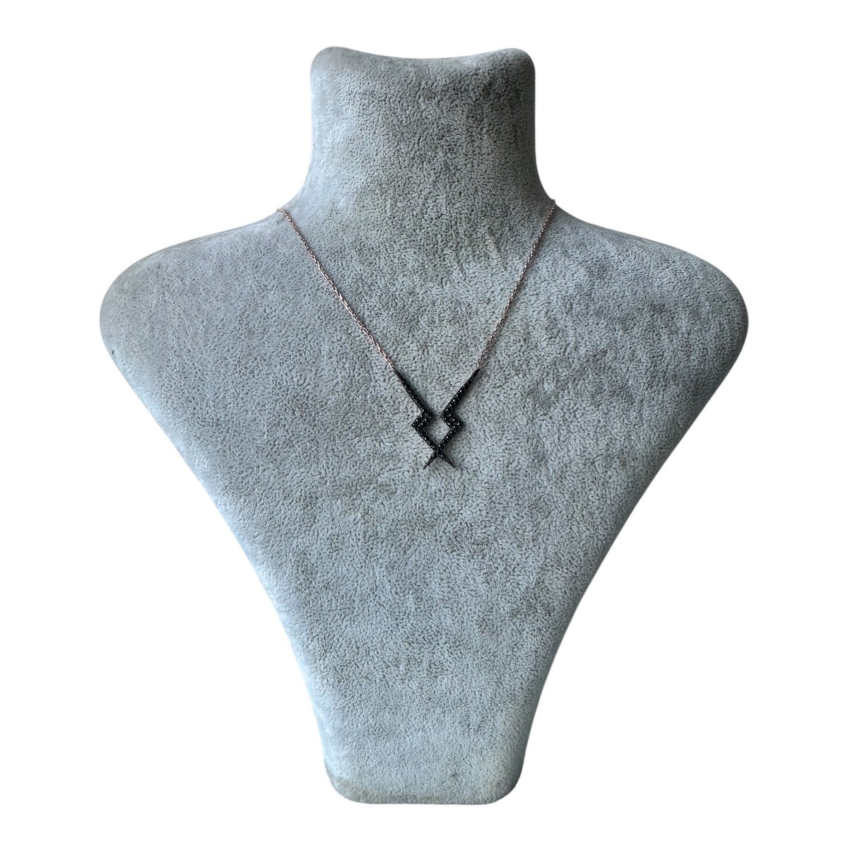 925 Sterling Silver Necklace with Black Zircon Stone Lightning