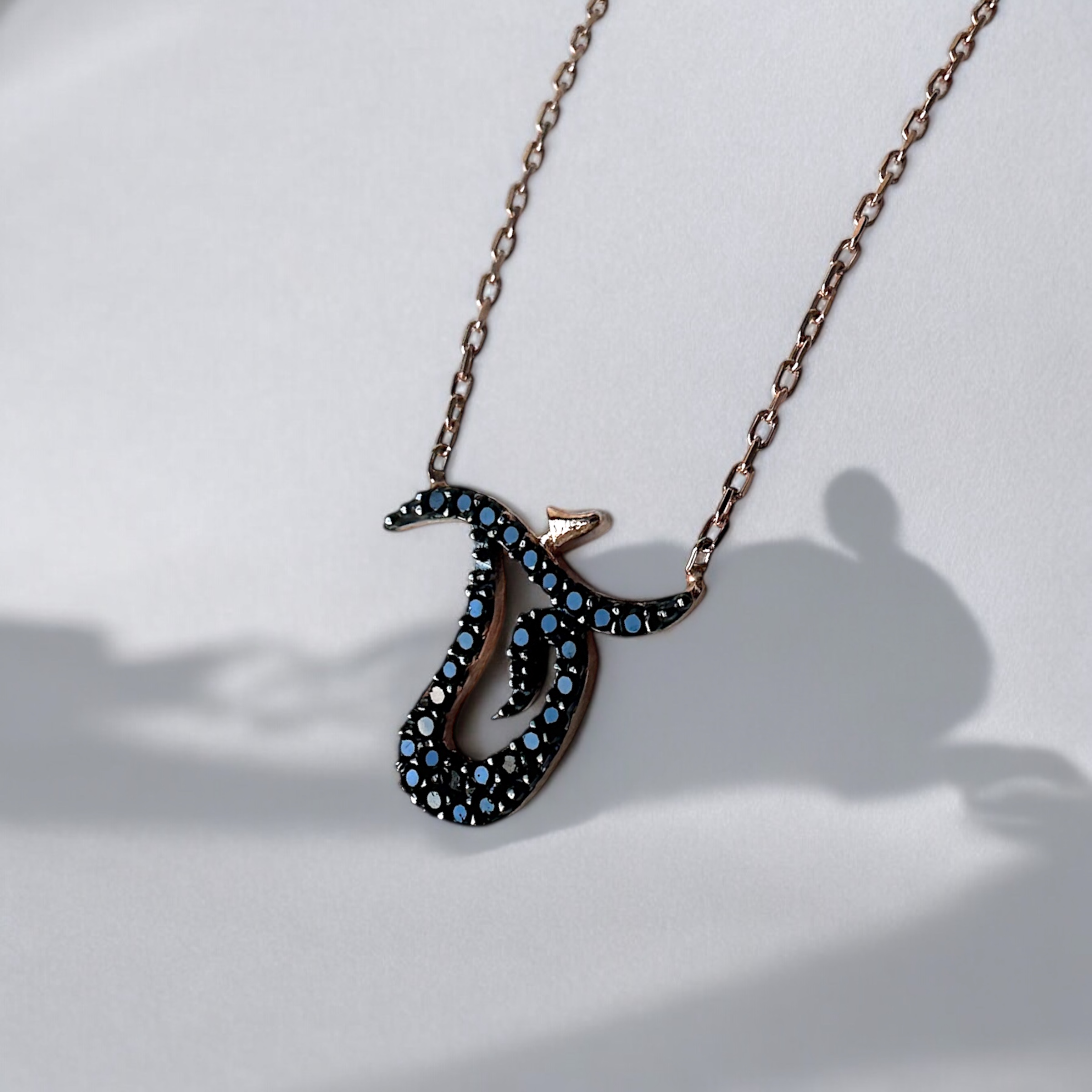 925 K Black Zircon Stone-set Semazen Silver Necklace