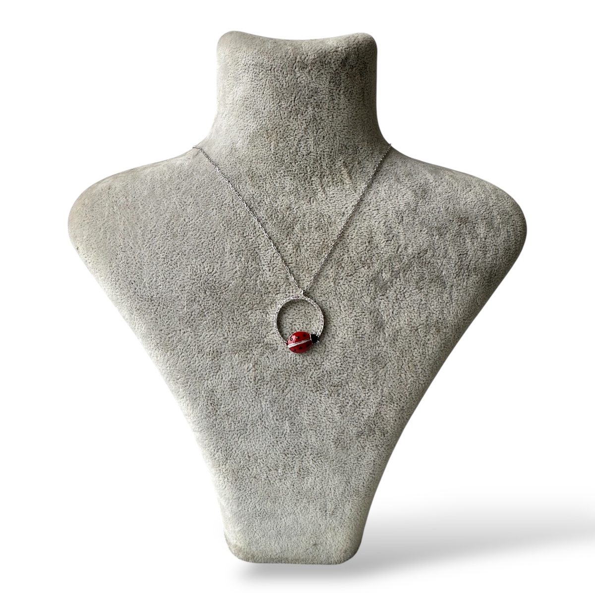 925 Sterling Silver Ladybug and Ring Necklace