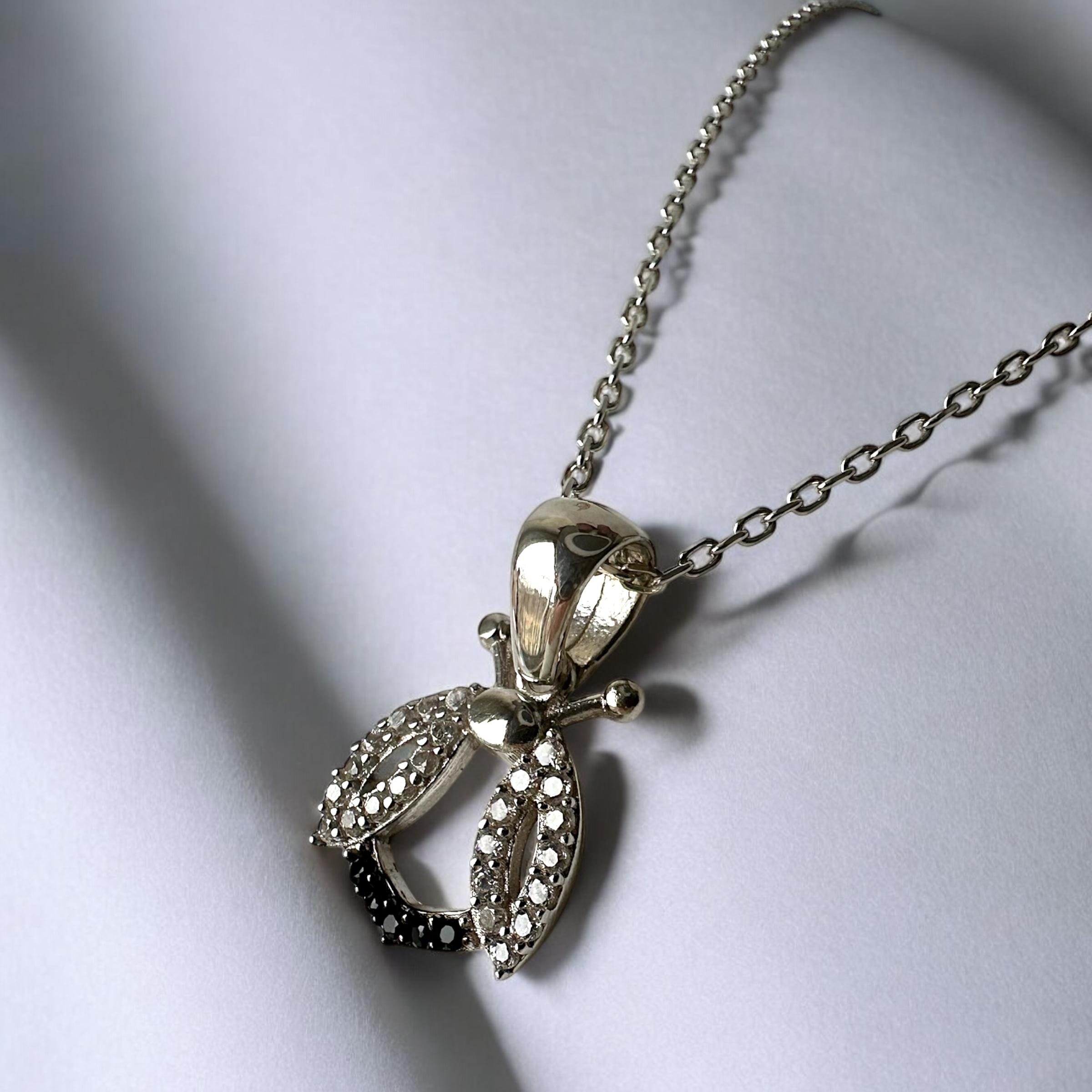 925 Sterling Silver Bee Necklace with Zircon Stone