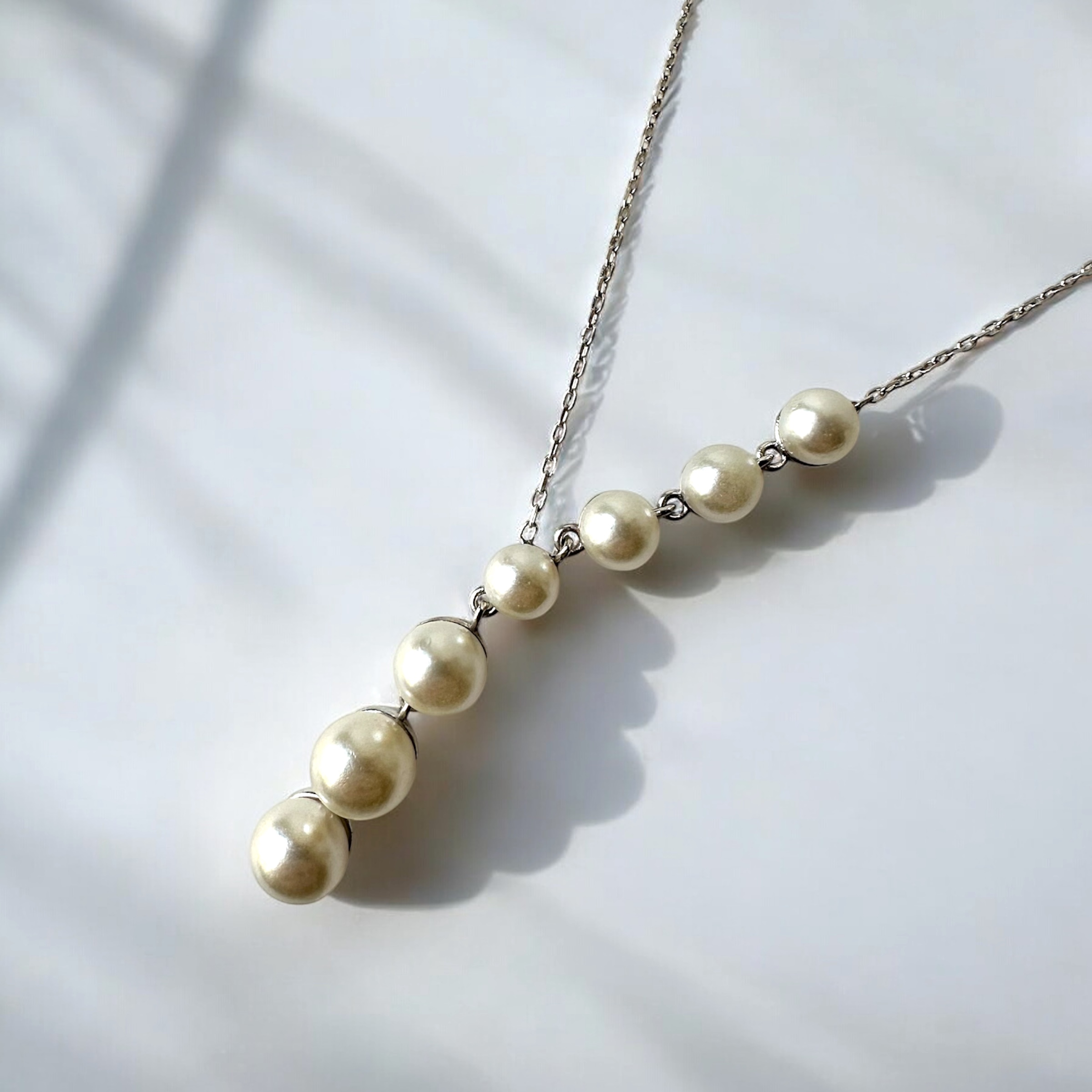 925 K Akan Pearls Women's Silver Necklace