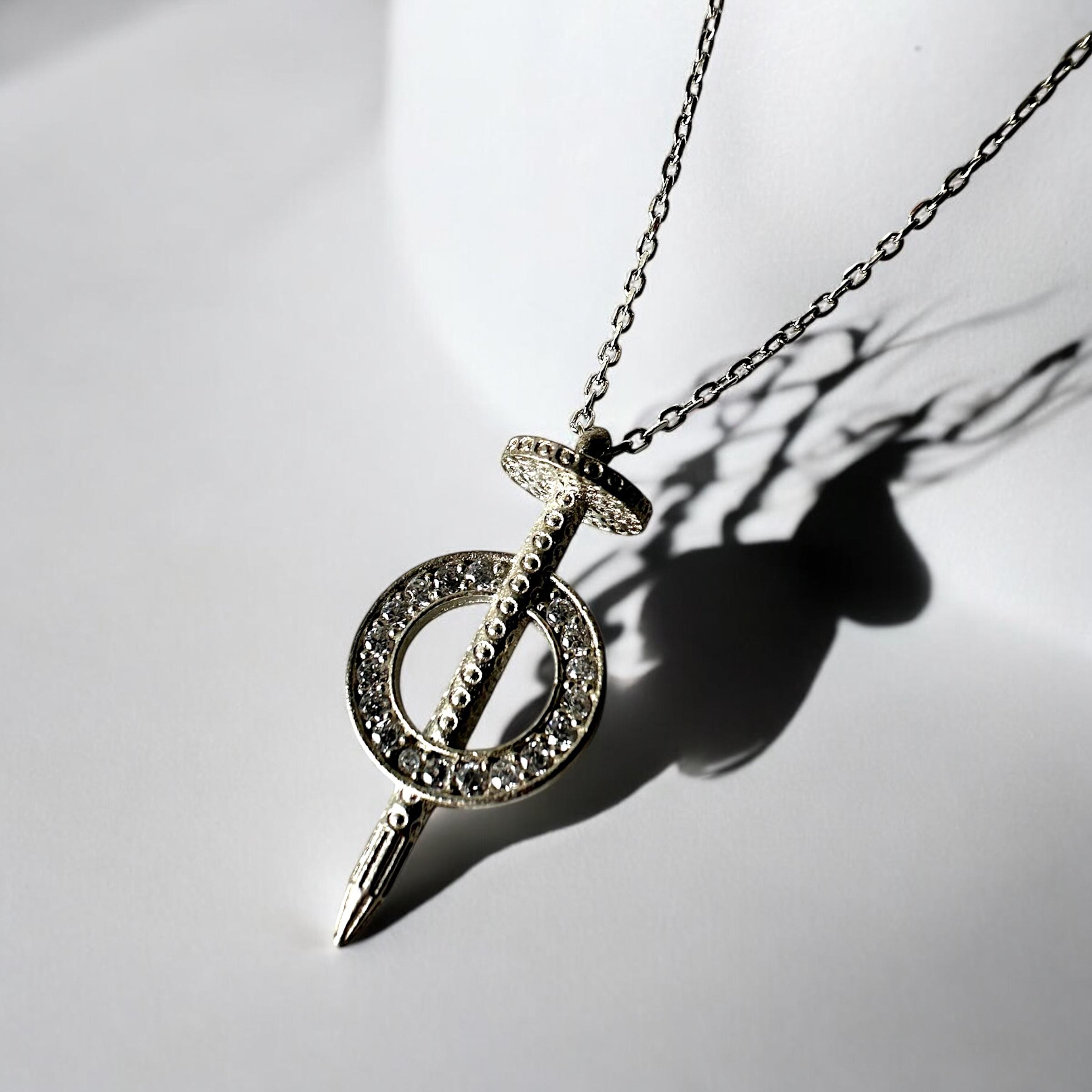 925 K Zircon Stone-set Studded Women's Silver Necklace