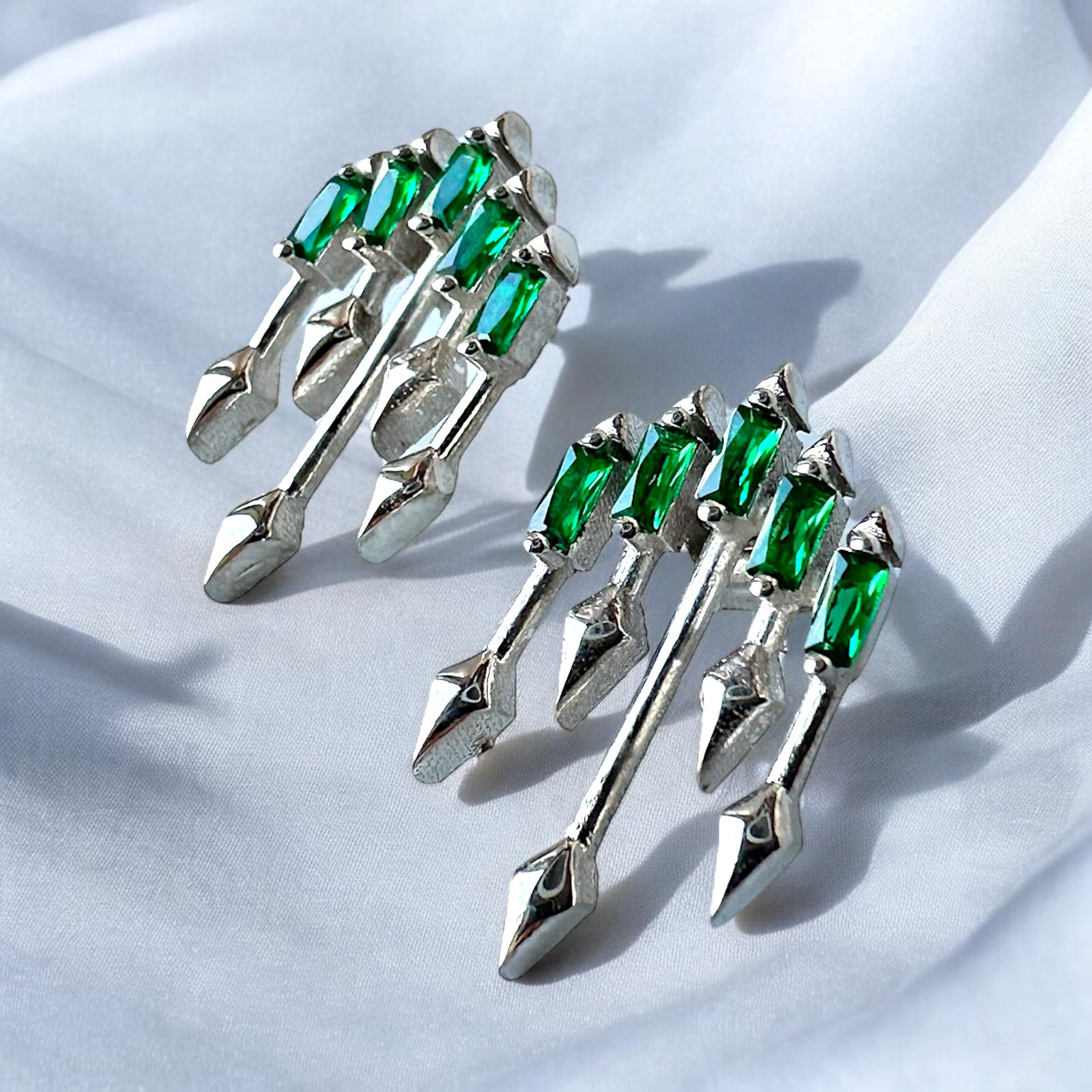 925 Sterling Stone Arrows Women’s Silver Earrings