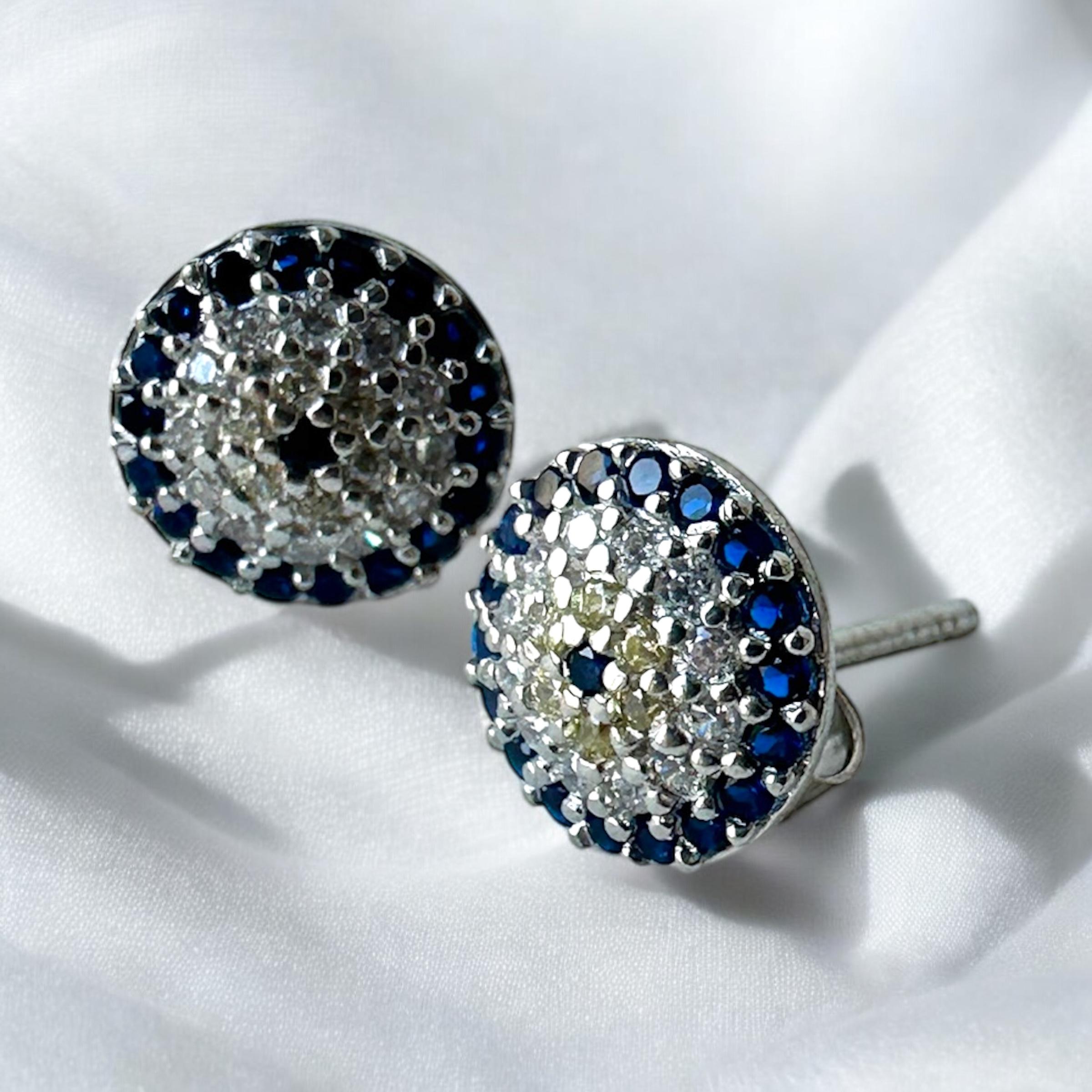 925 K Zircon Stone-set Evil Eye Bead Silver Earrings