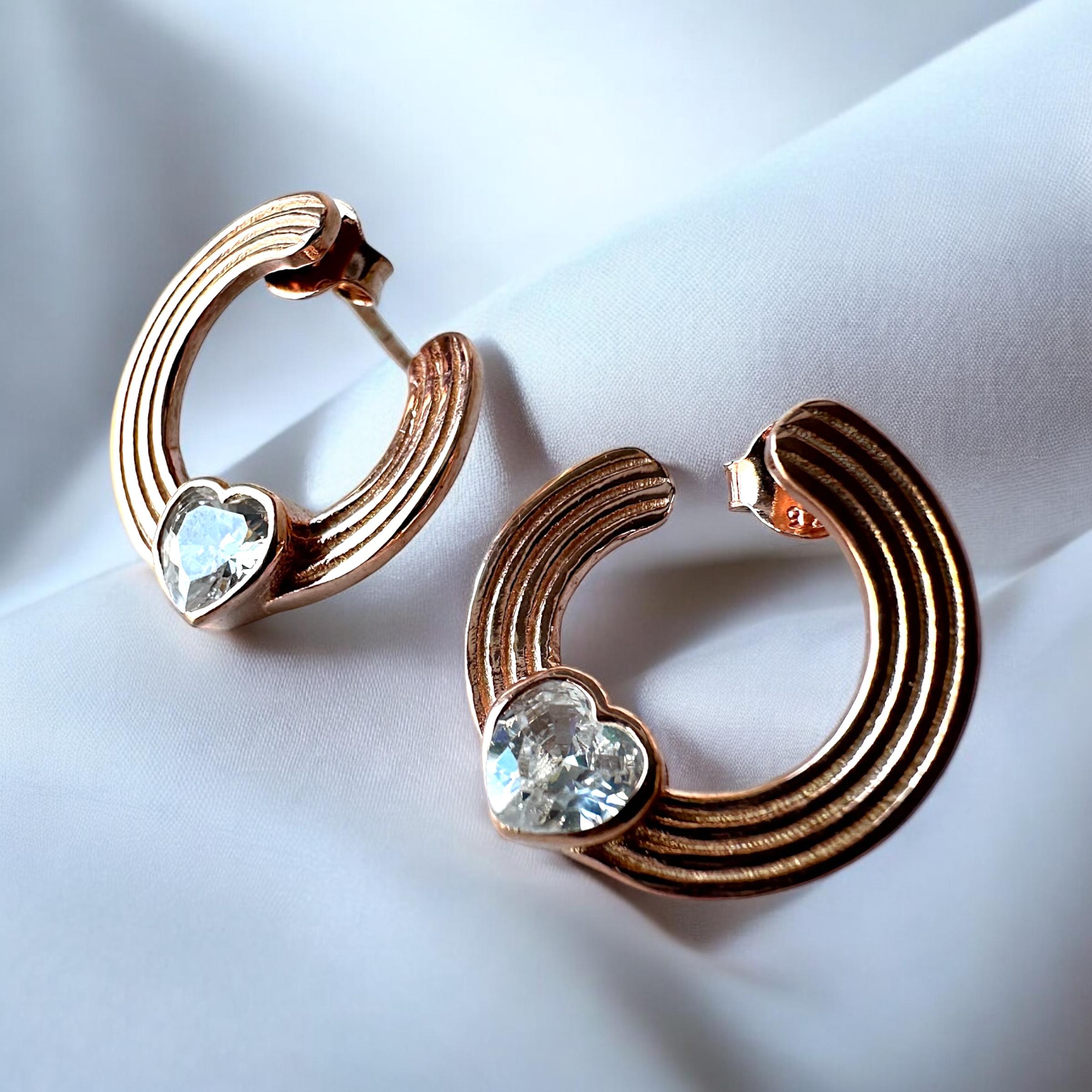 925 Sterling Silver Heart Hoop Earrings