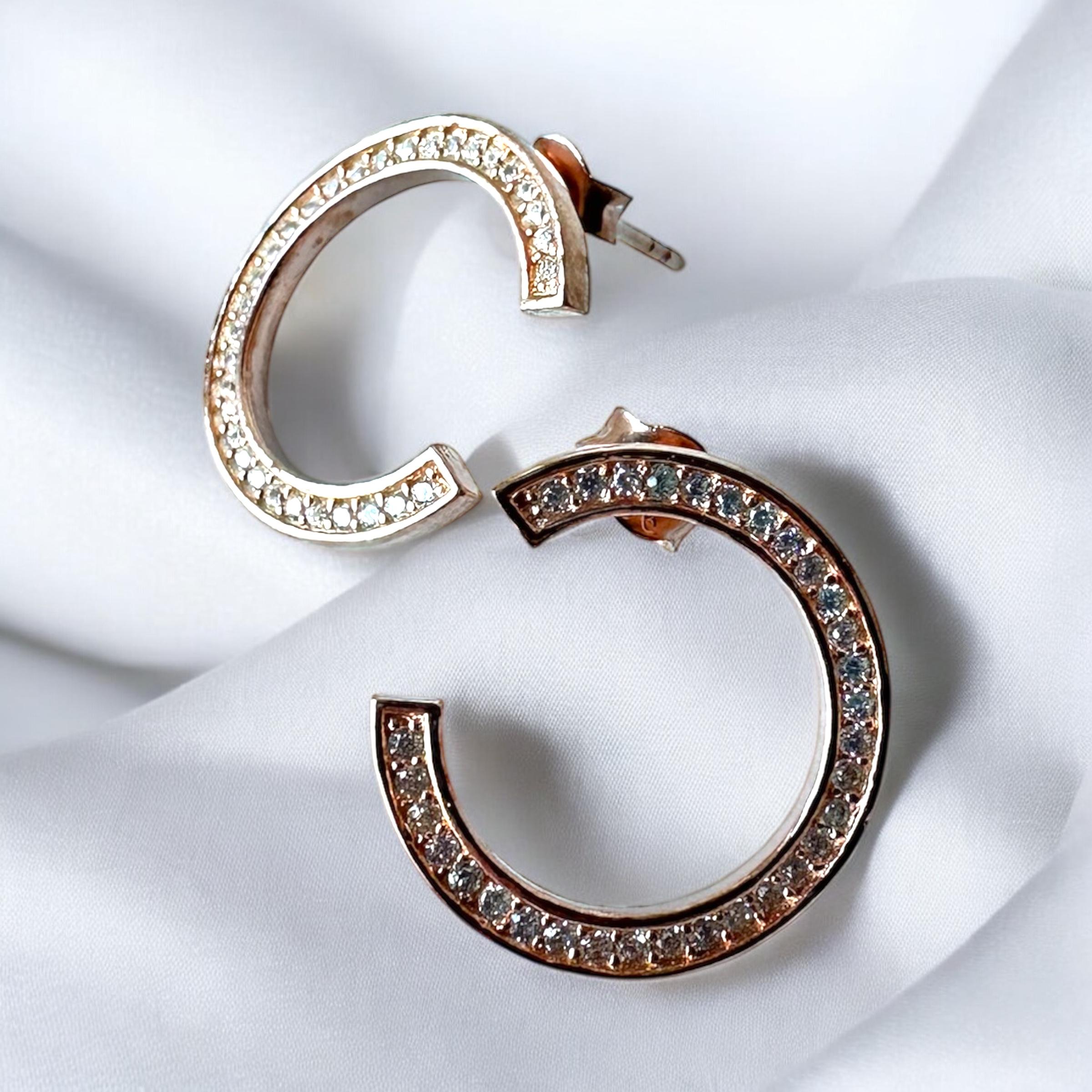 925 Ayar Zirkon Taşlı Halka Gümüş Küpe