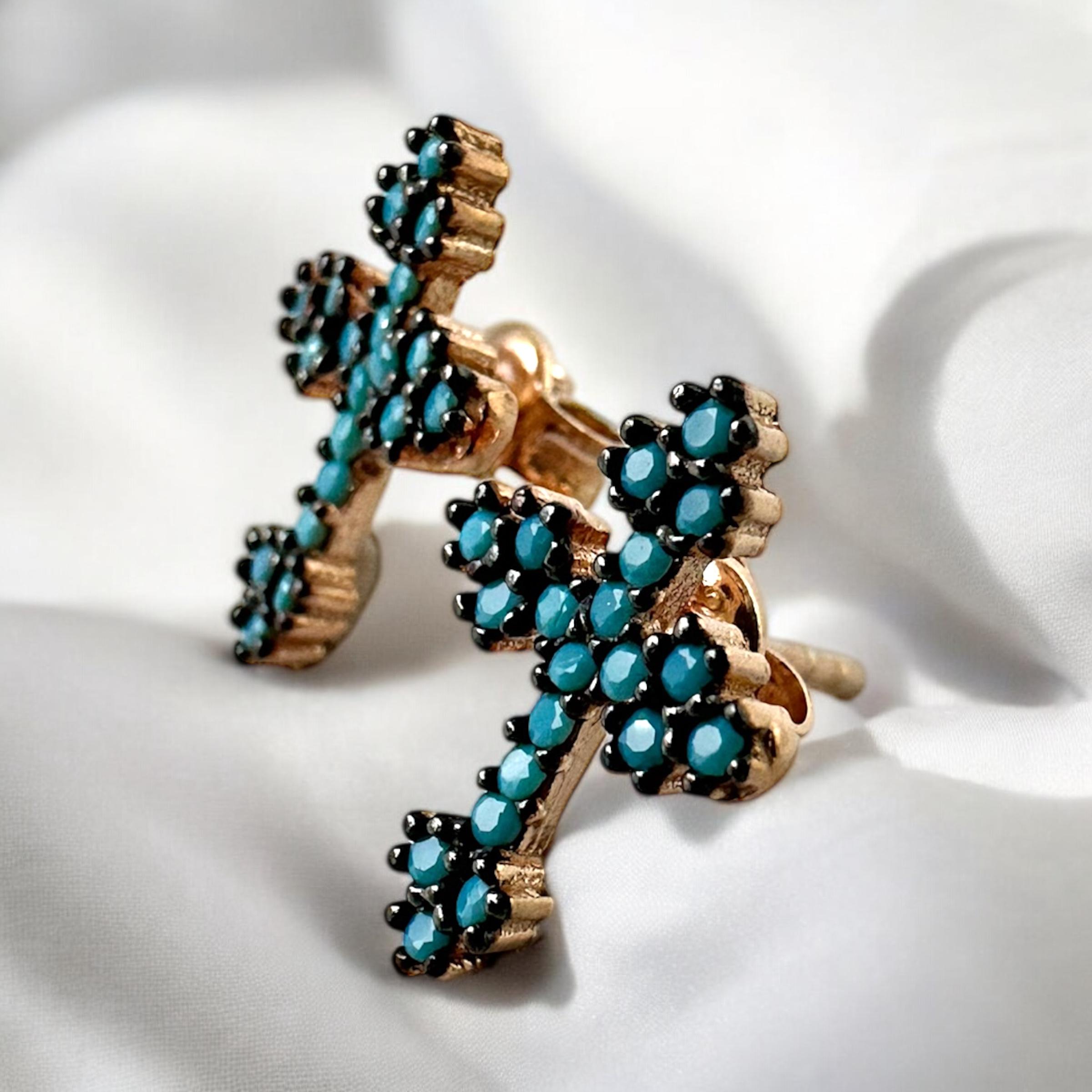 925 Sterling Stone Cross Women’s Silver Earrings