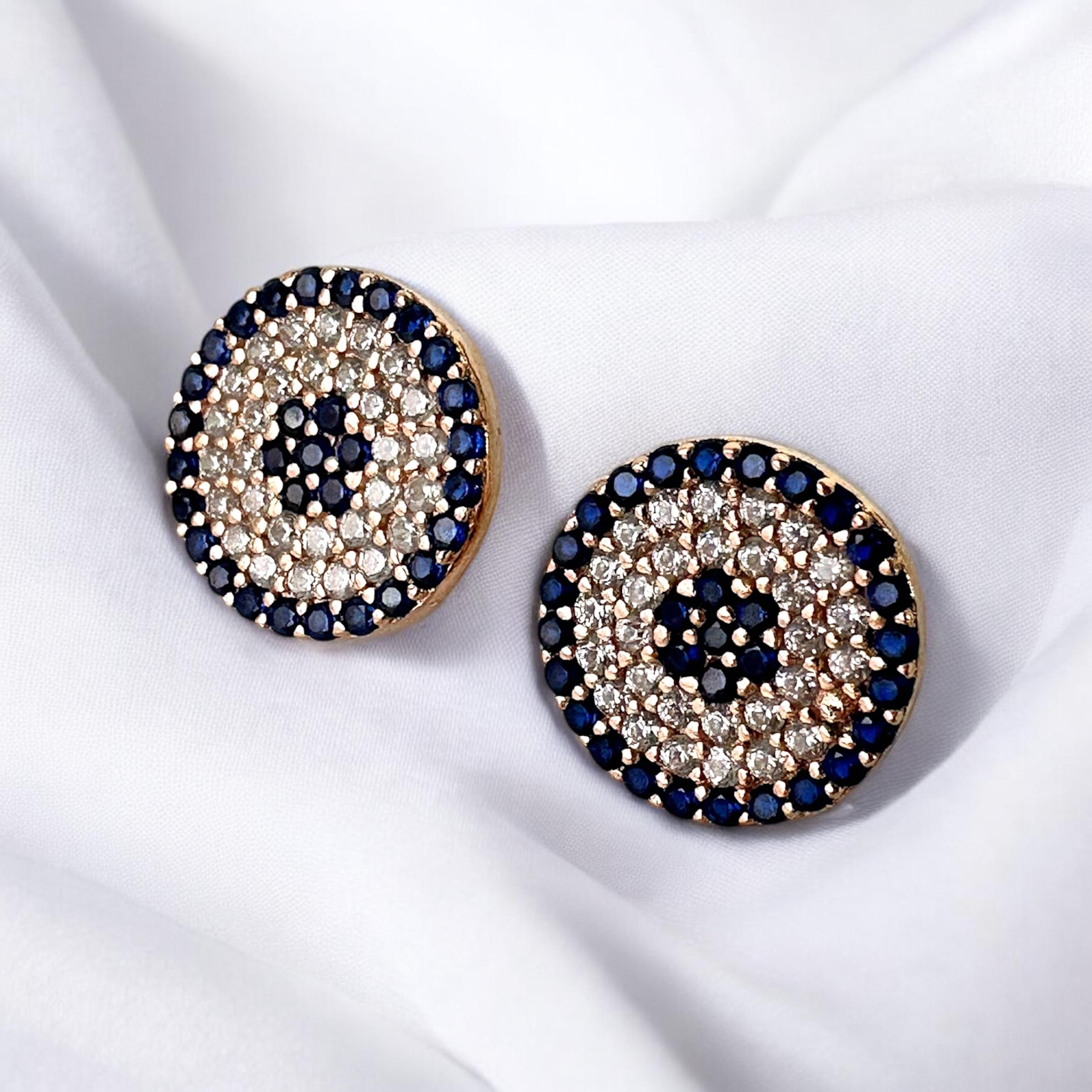 925 Sterling Zircon Stone Evil Eye Bead Silver Earring