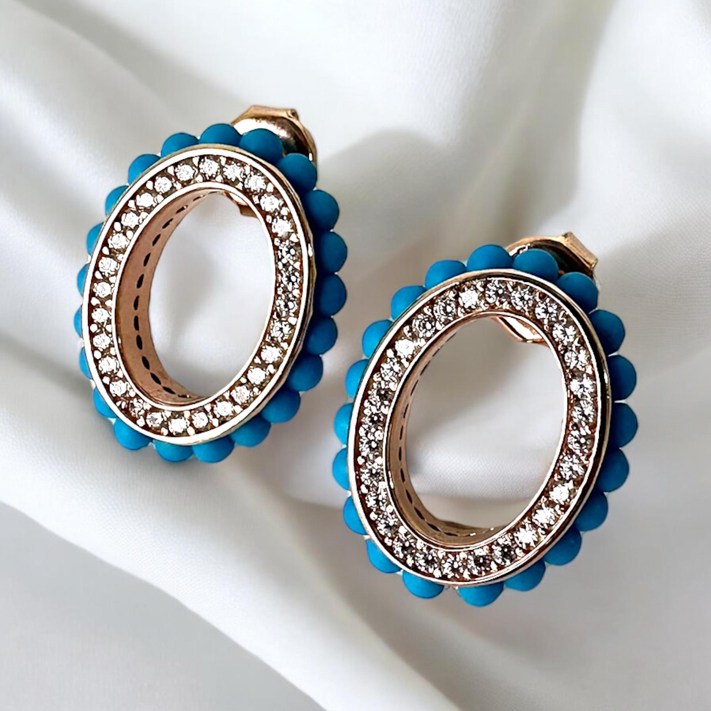 925 Sterling Blue Detailed Oval Silver Earrings