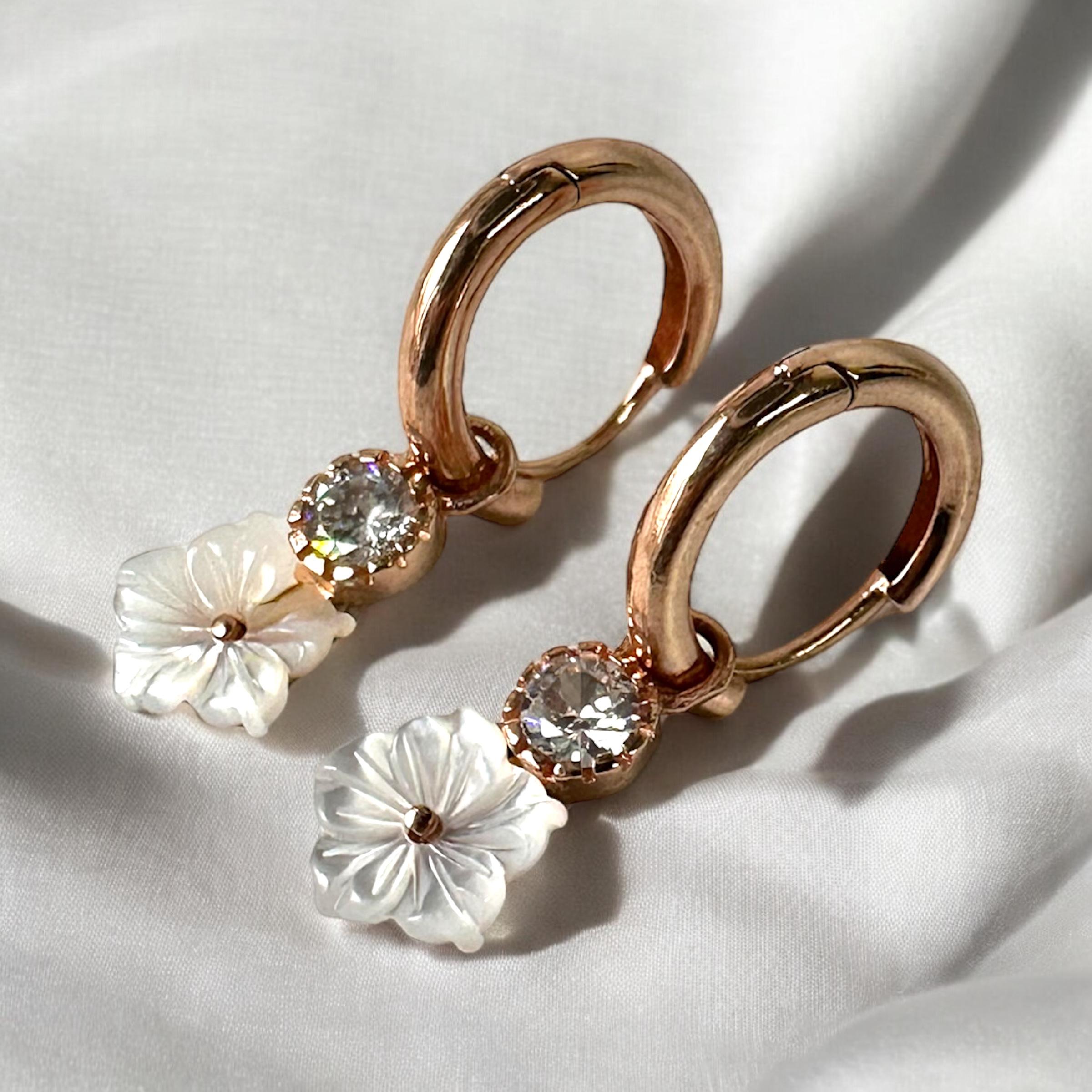 925 Sterling Zircon Stone Pearl Silver Women’s Earrings